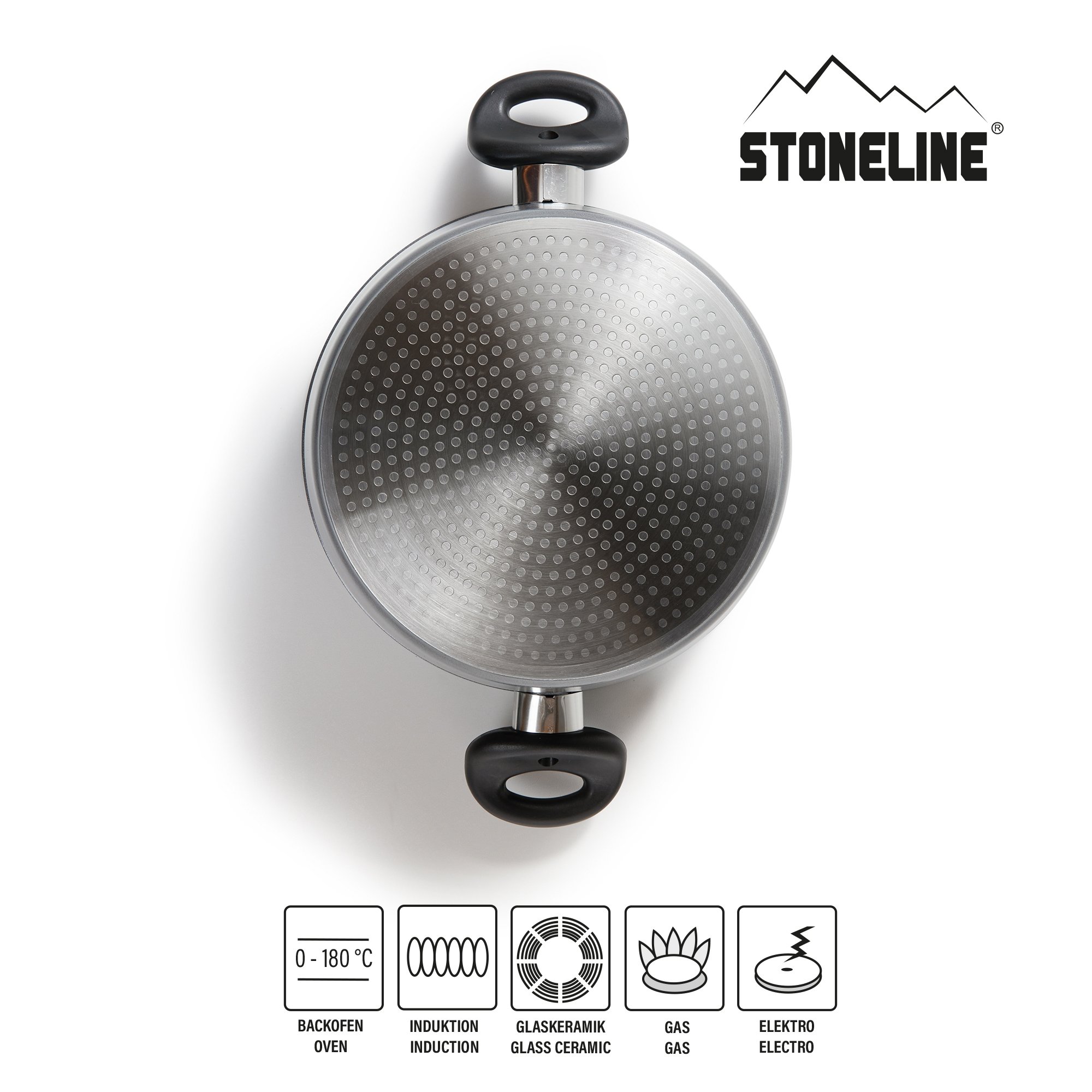 STONELINE® sartén 24 cm, con tapa de cristal, sartén antiadherente, apta para inducción y horno
