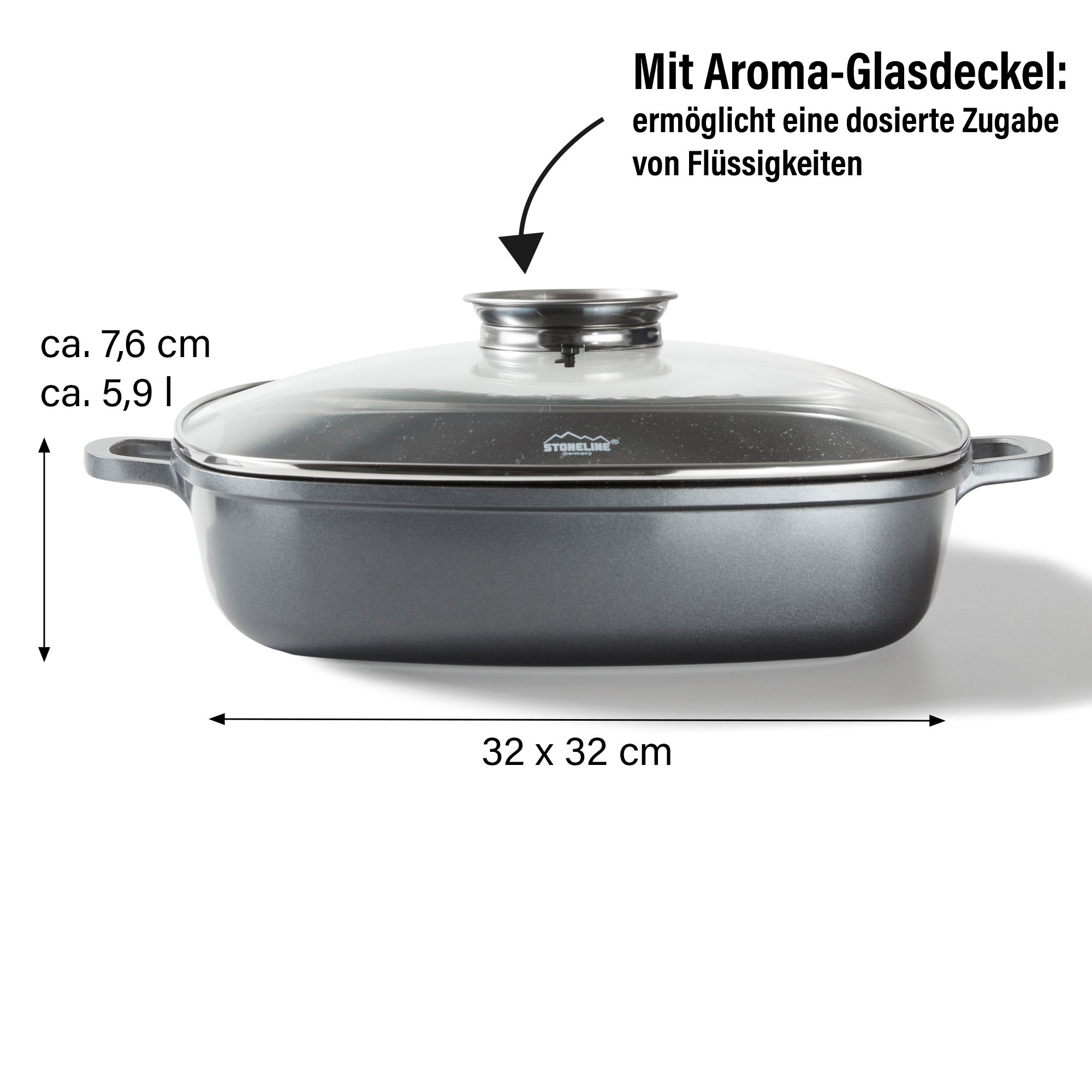 Square Serving Pan 32 cm | with Lid