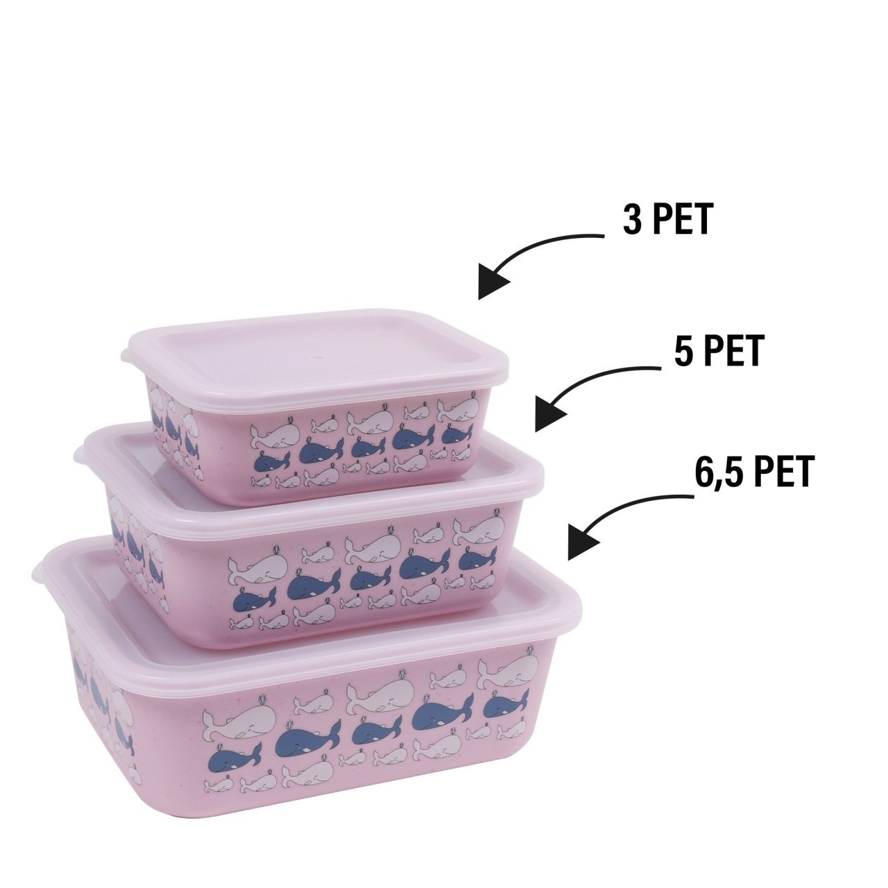 AWAVE® 3 pc Food Storage Container Set with Lid 400/730/1300 ml made from rPET | rose