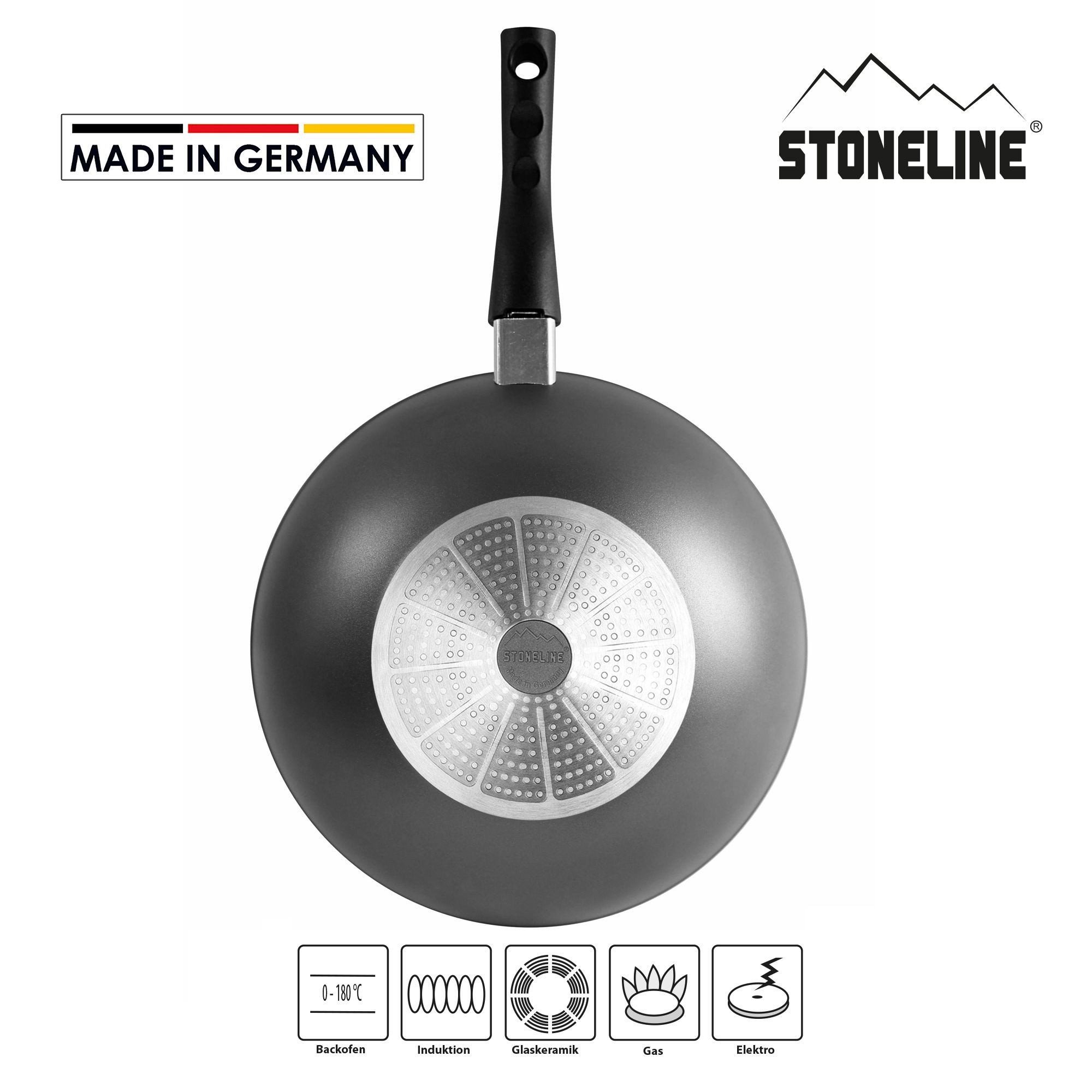 Wok Pan 30 cm with removable handle | with Lid