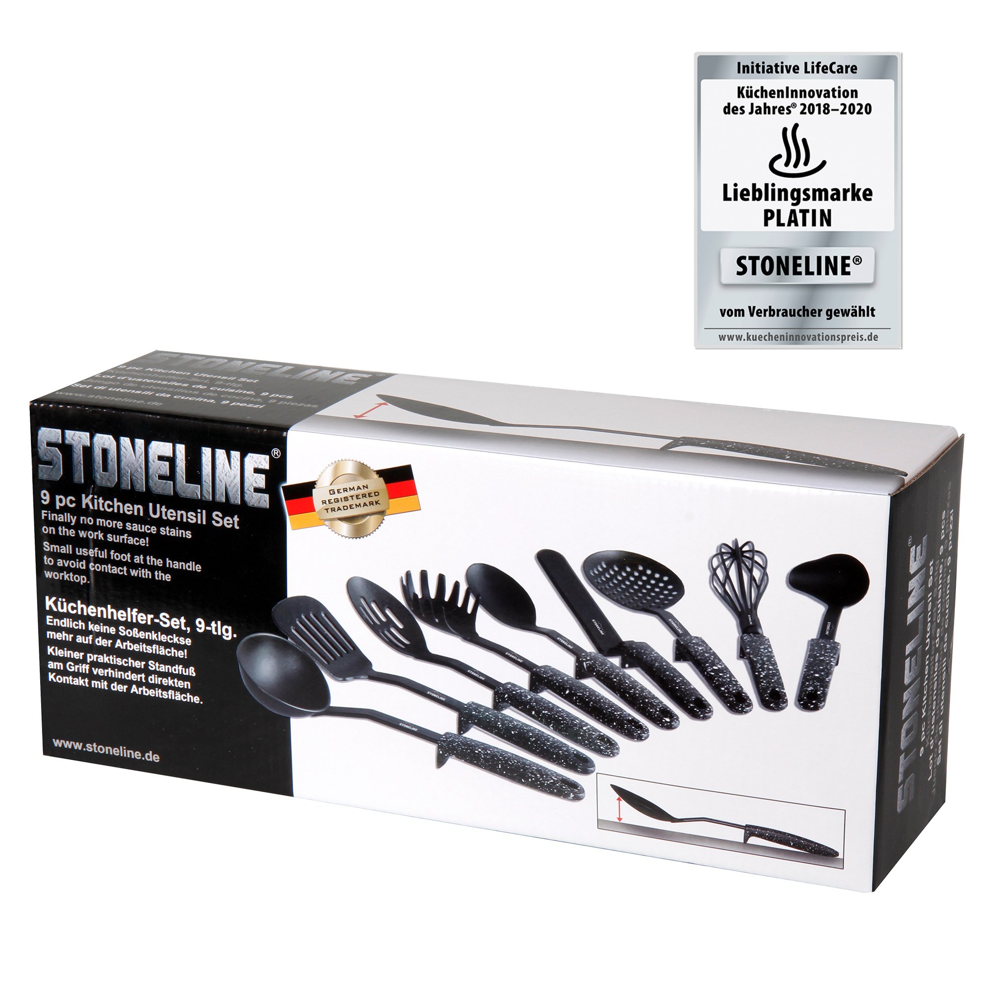 STONELINE® 9-tlg Küchenhelfer Set, Kunststoff, mit praktischer Stütze, für Antihaft Kochgeschirr