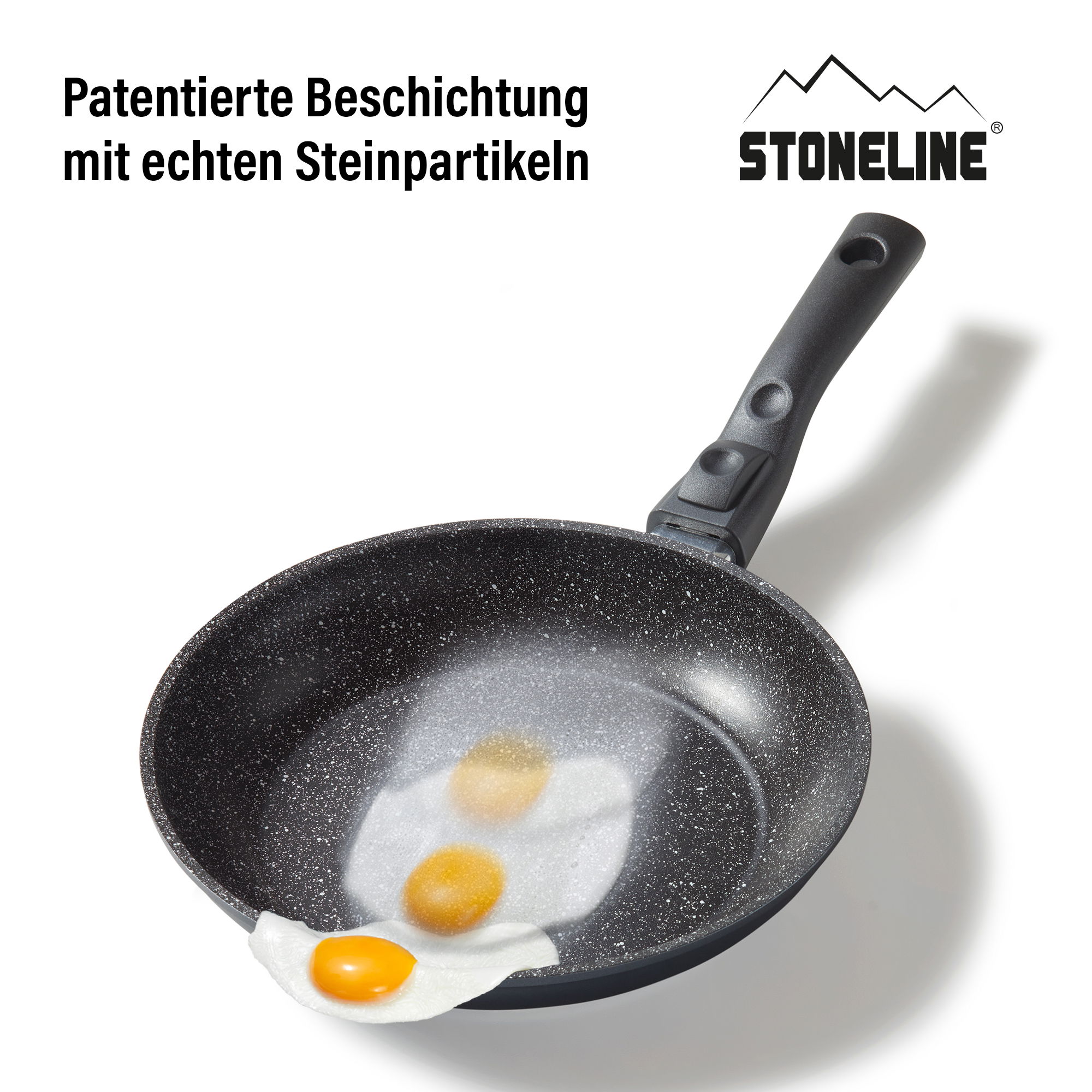 STONELINE® Bratpfanne 24 cm, Made in Germany mit abnehmbarem Griff, Induktion und antihaftbeschichtet