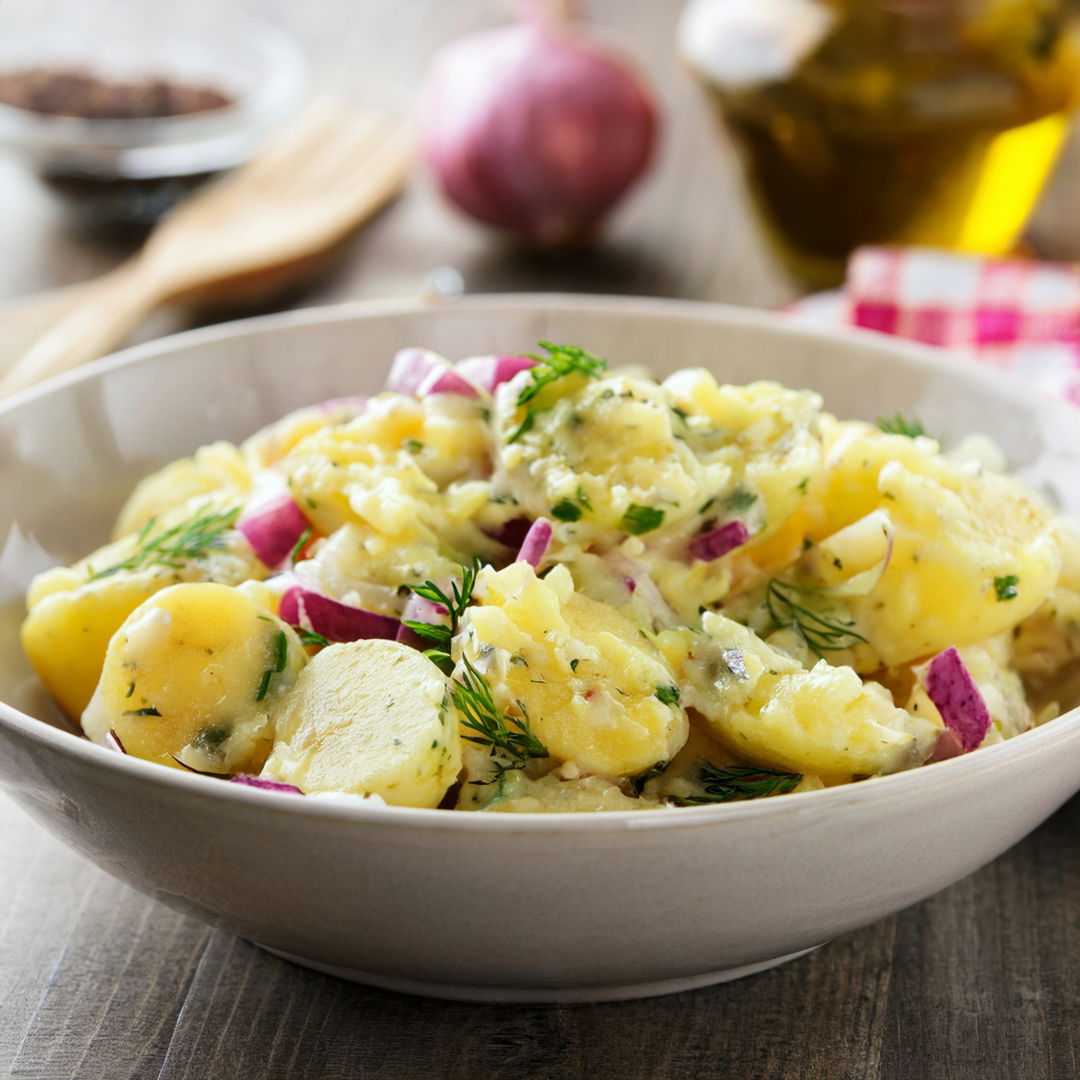 Insalata Estiva di Patate Fresche con Erbe e Condimento al Aceto