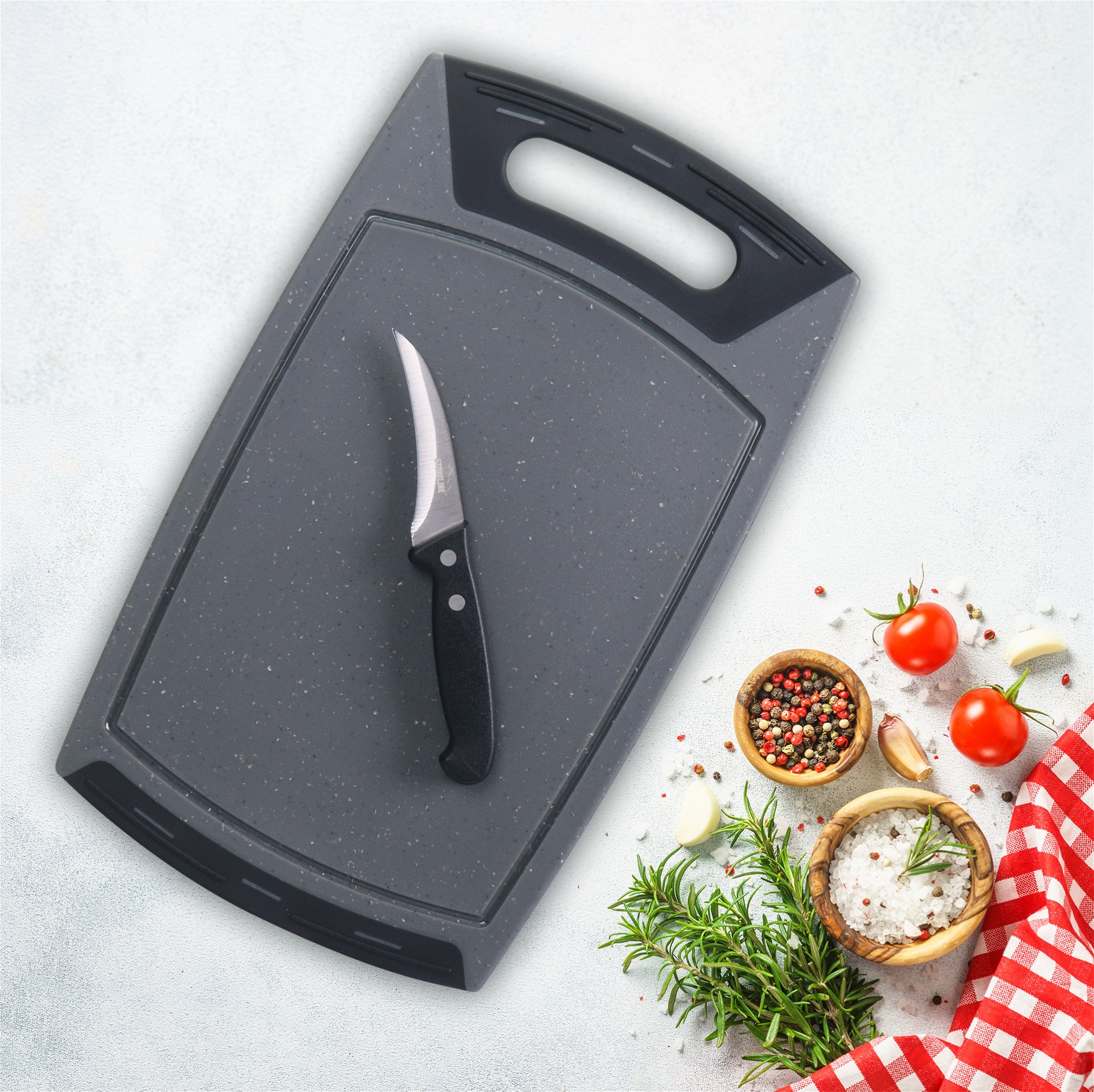 STONELINE® Juego de tabla de corte y cuchillo para verduras, 2 piezas