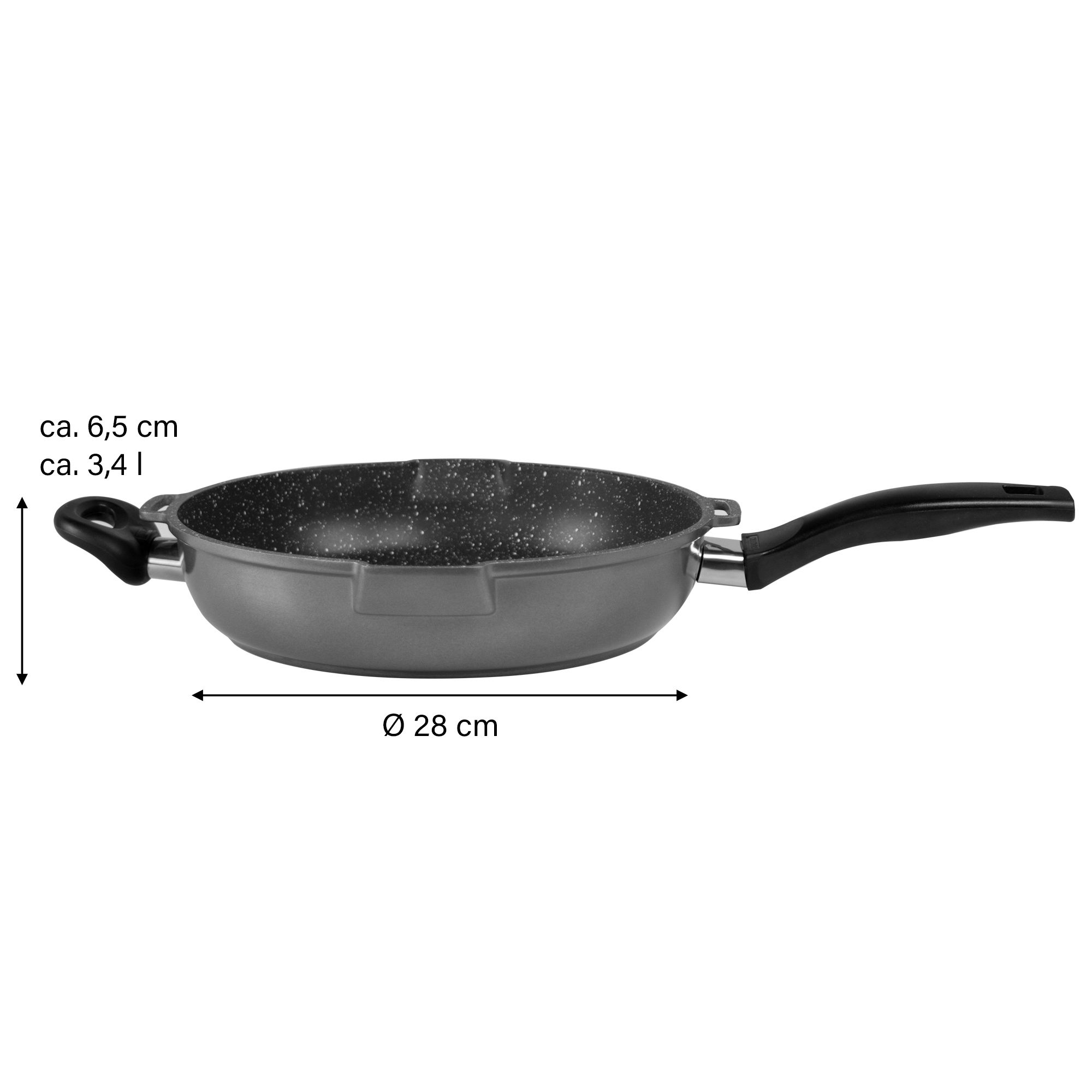 Padella Alta 28 cm | senza Coperchio - Nero