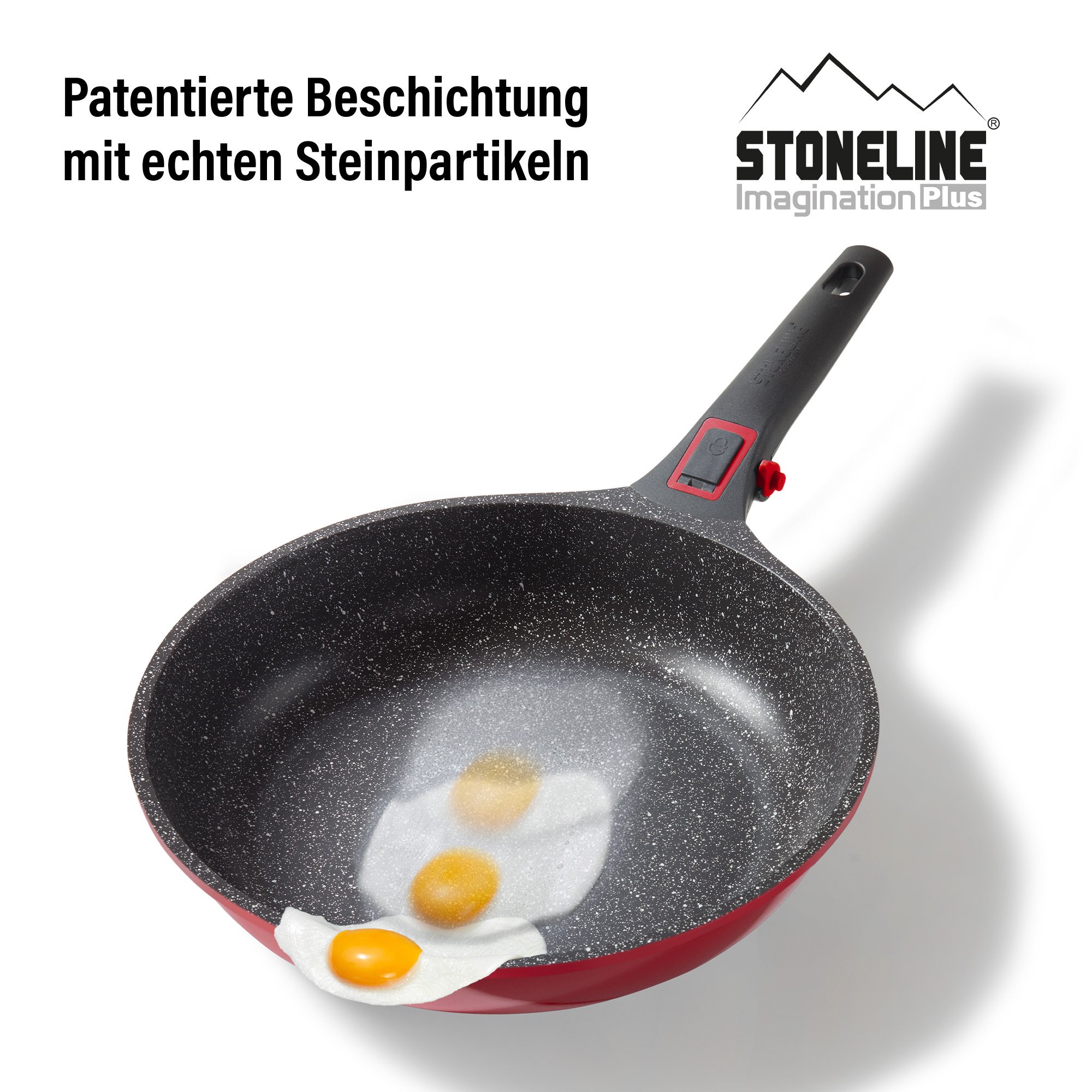 STONELINE® Frying Pan 28 cm, Red, Removable Handle, Non-Stick Pan | Imagination PLUS