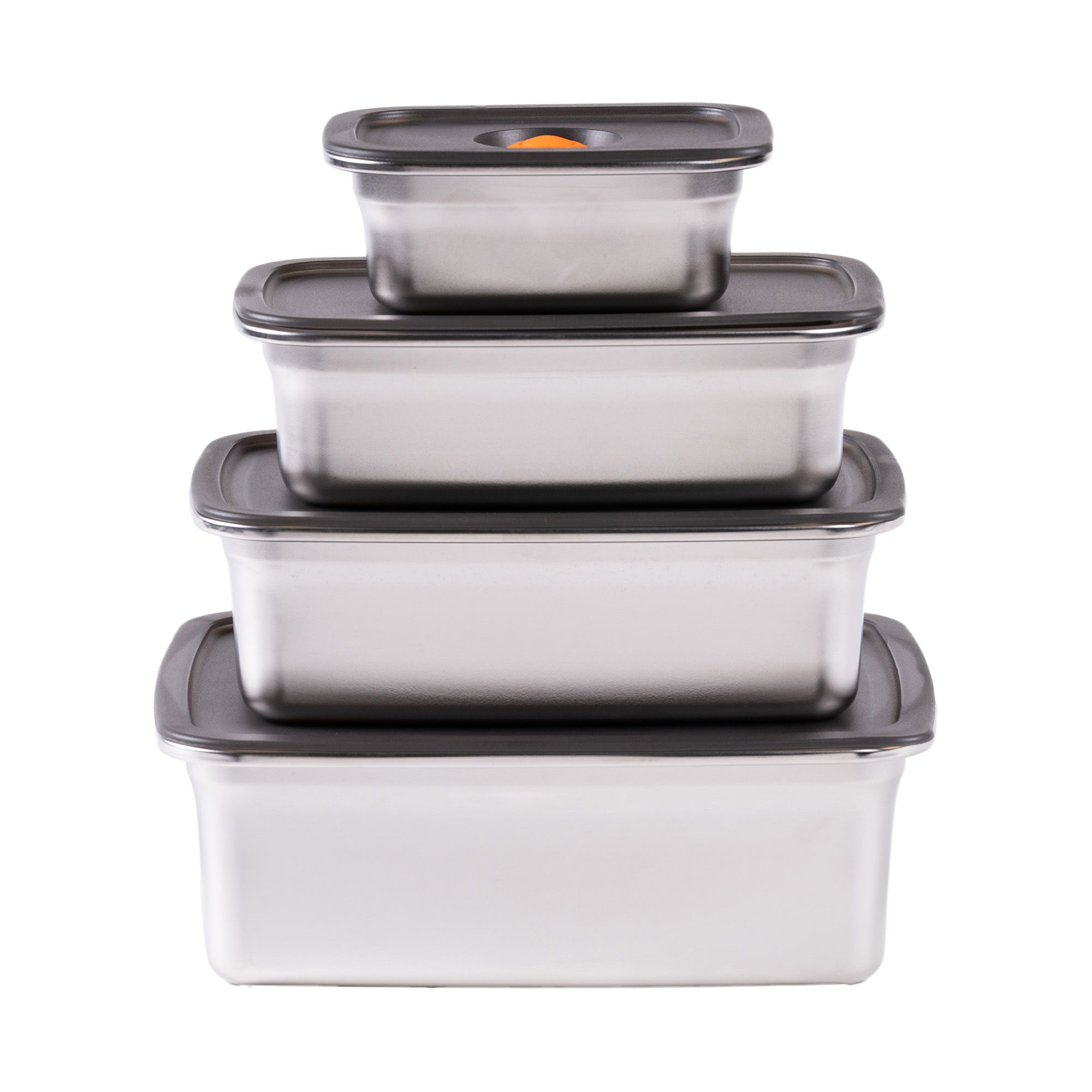 Boîte sous vide 300/700/1.200/2.300 ml Set de 8 pièces | Acier inoxydable