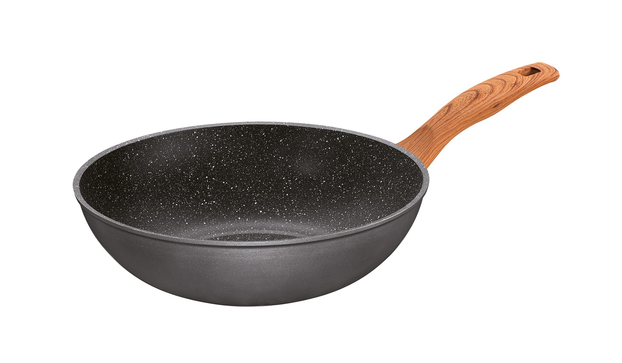 STONELINE® Wok Pan 30 cm, Non-Stick | Made in Germany | Wood Design, Back to Nature
