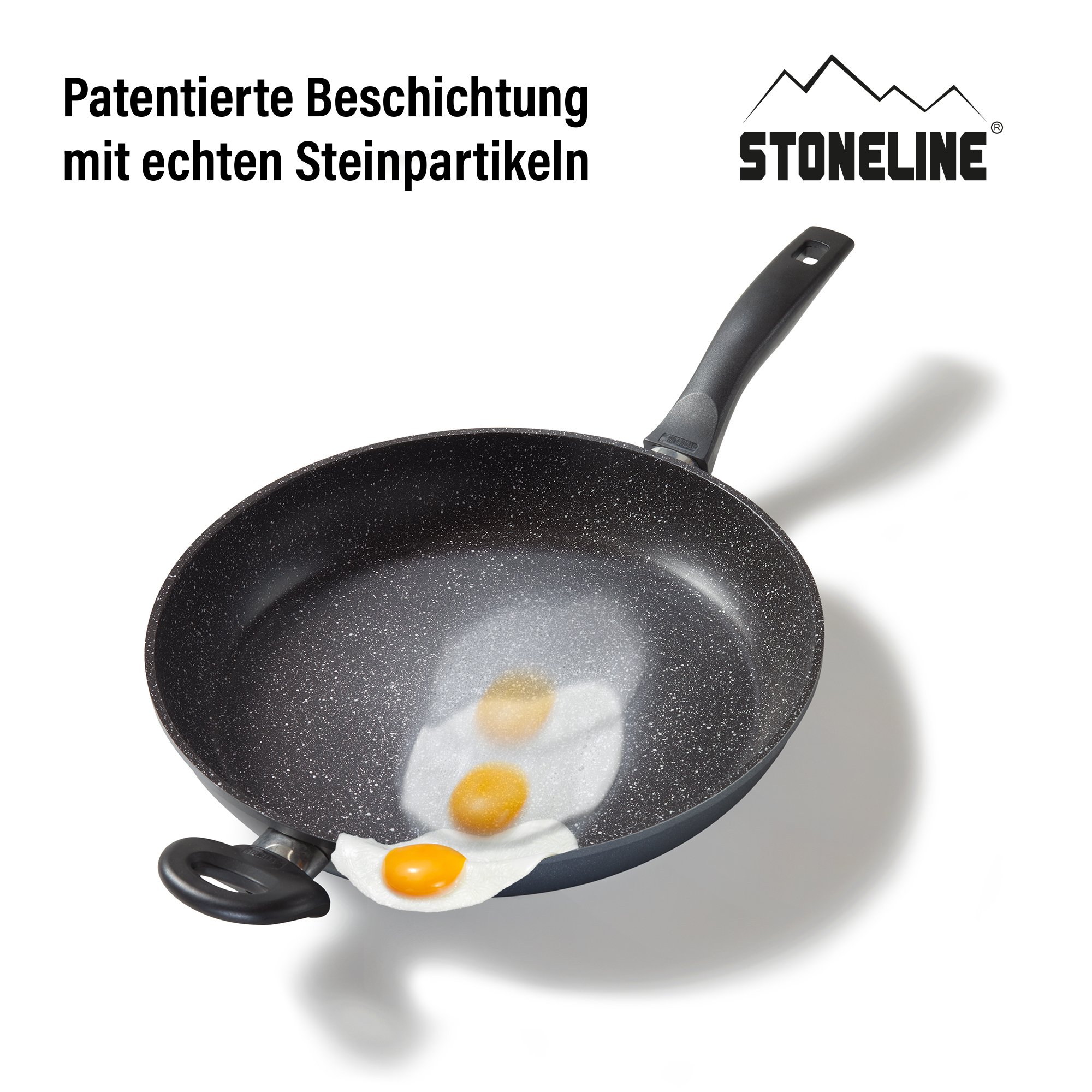 STONELINE® frying pan 32 cm, with glass lid, non-stick coated pan, suitable for induction
