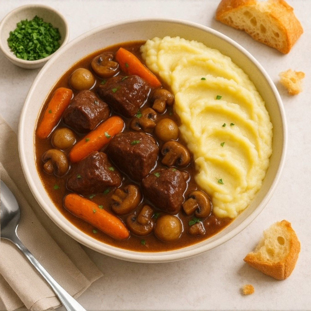 Boeuf Bourguignon with Creamy Mashed Potatoes – Hearty & French
