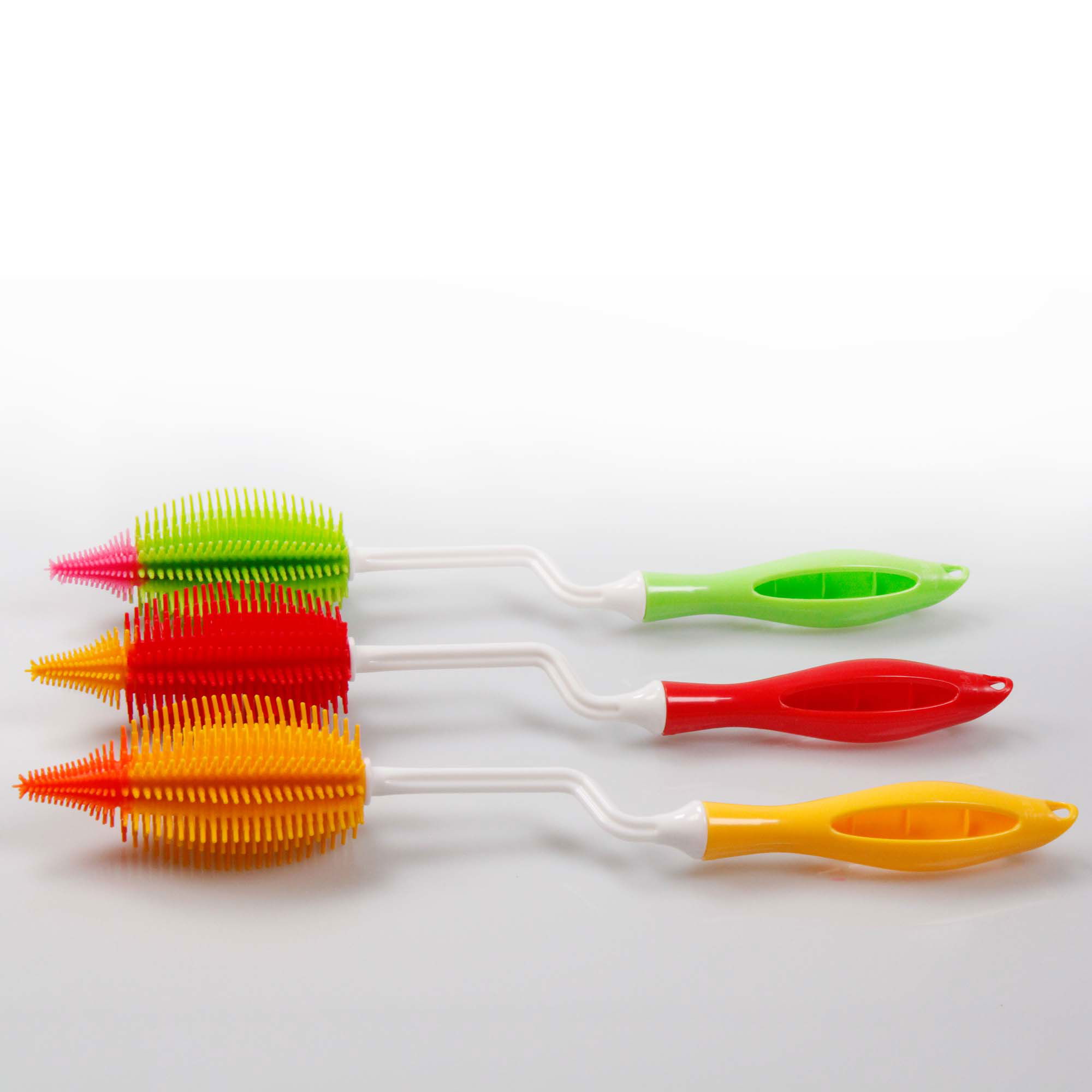 STONELINE® Brosse à bouteille / biberon avec manche courbé en silicone 35 cm, rouge