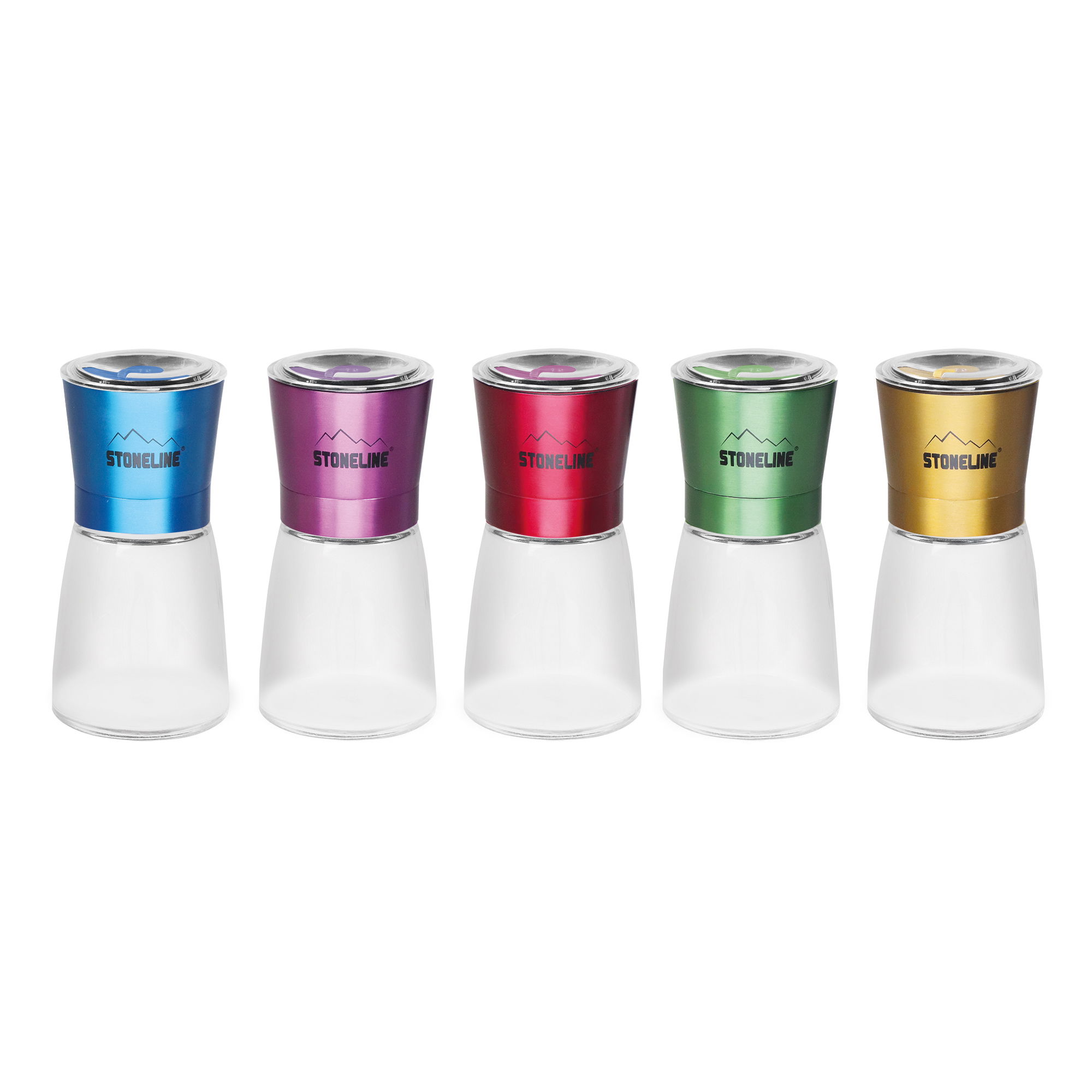 Salt and pepper mill set | 5-piece colorful