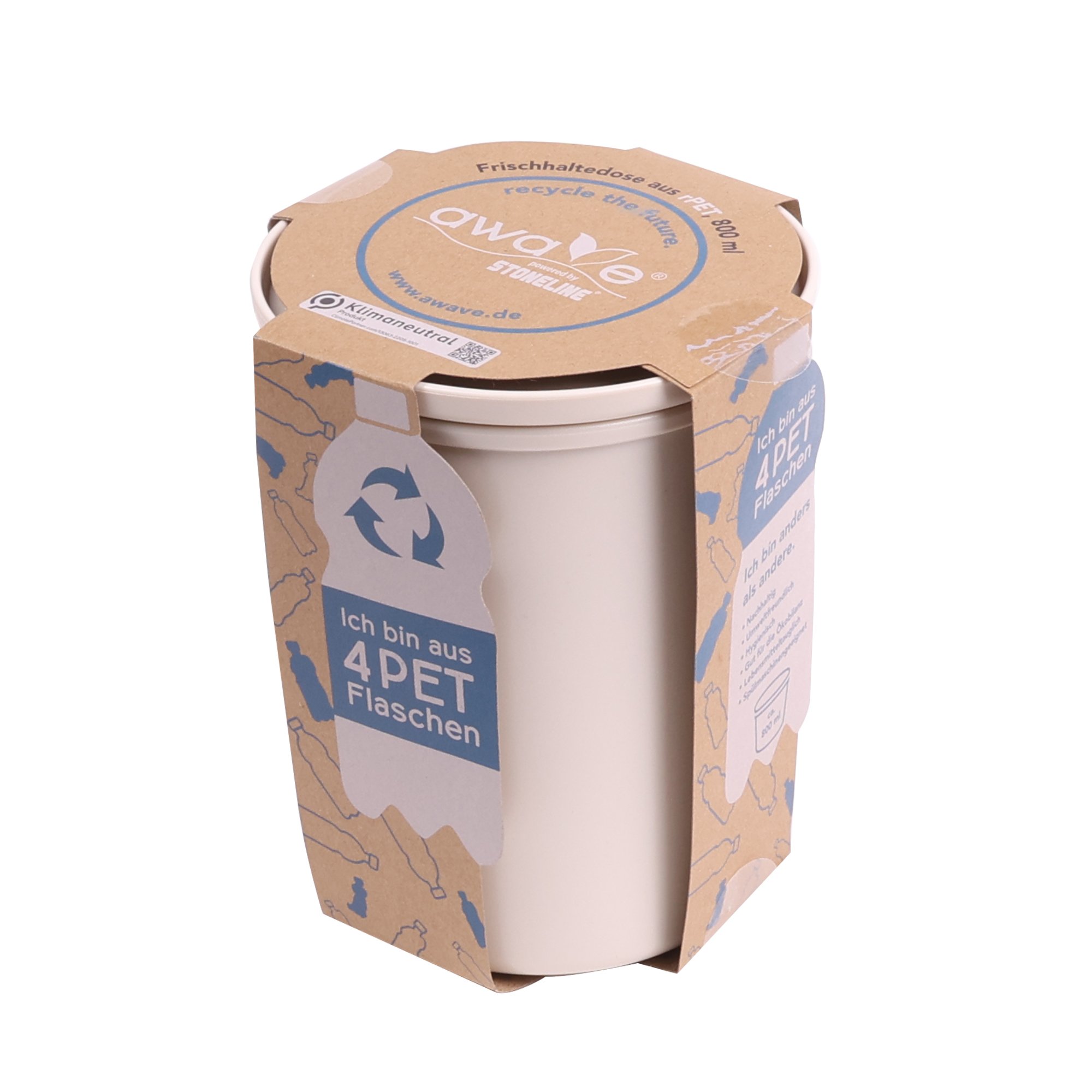 AWAVE® Set di 3 contenitori per alimenti da 800 ml, con rPET, naturale