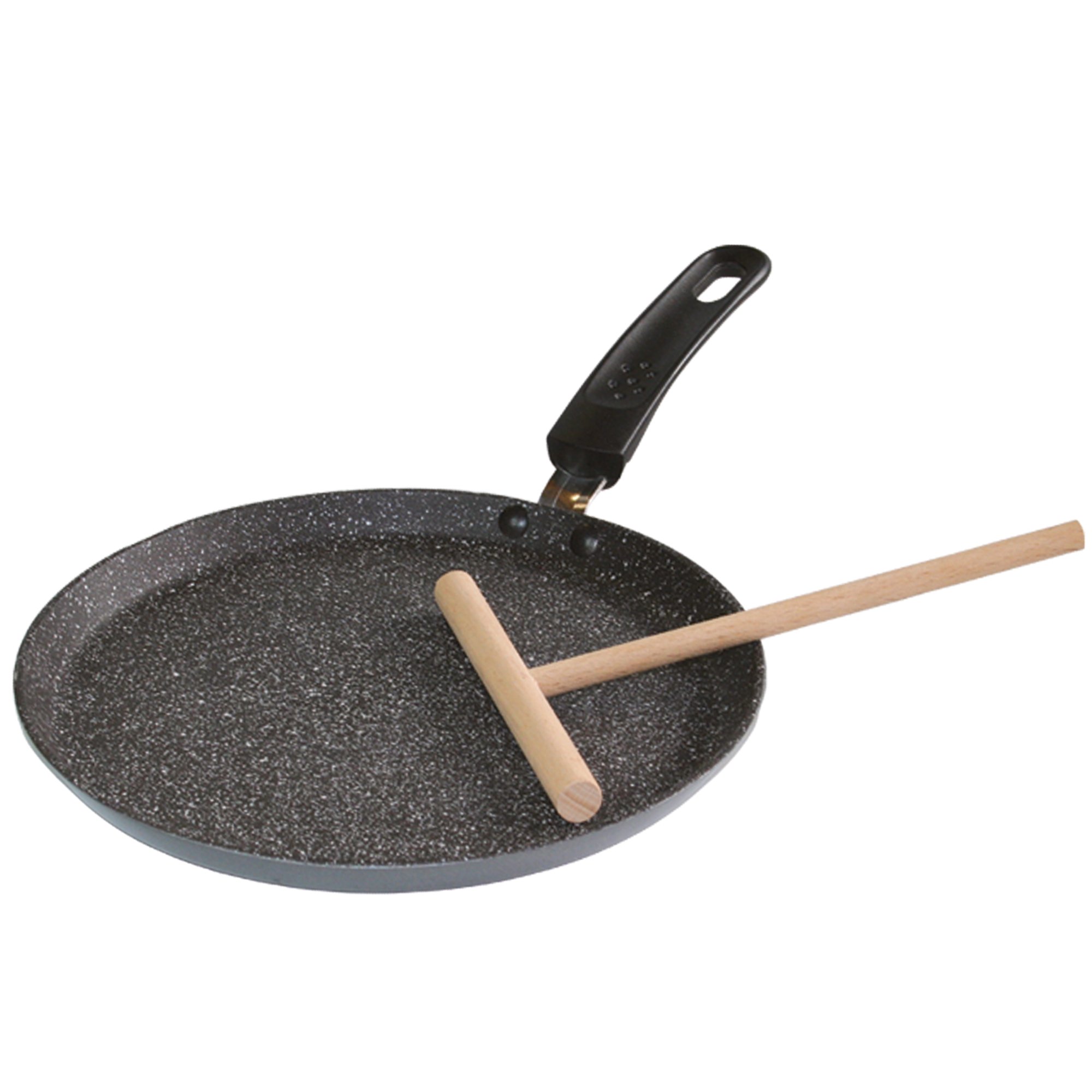 STONELINE® Poêle à crêpes antiadhésive 25 cm avec répartisseur de pâte en bois