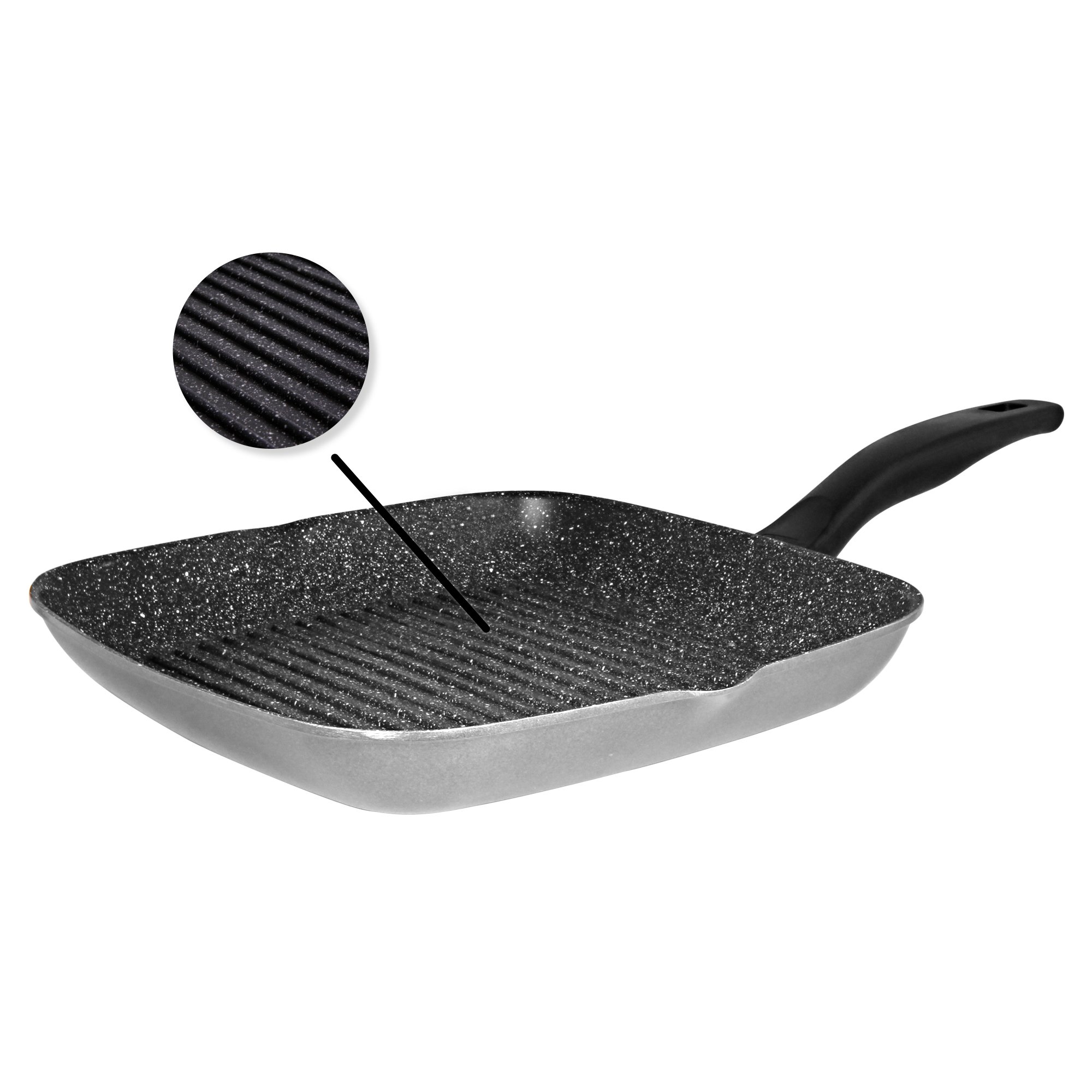 STONELINE® Grill pan 28 x 28 cm, with 2 spouts, pan non-stick coated, induction and oven-safe