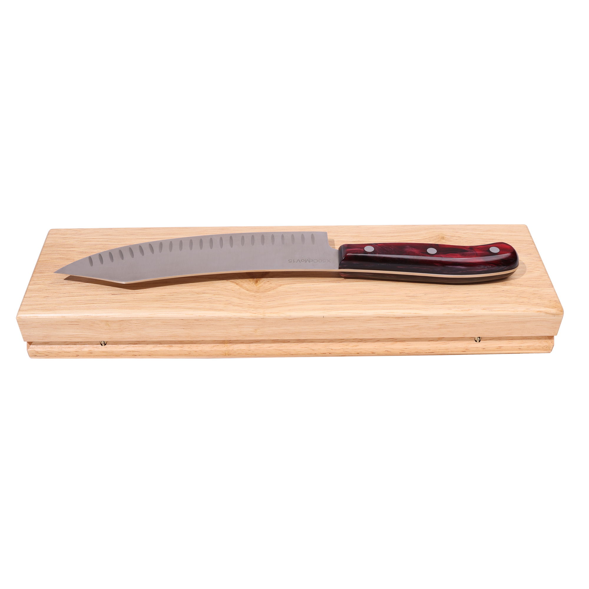 STONELINE® Stainless Steel Chef's Knife 33.2 cm, Hollow Edge, Wooden Storage Box