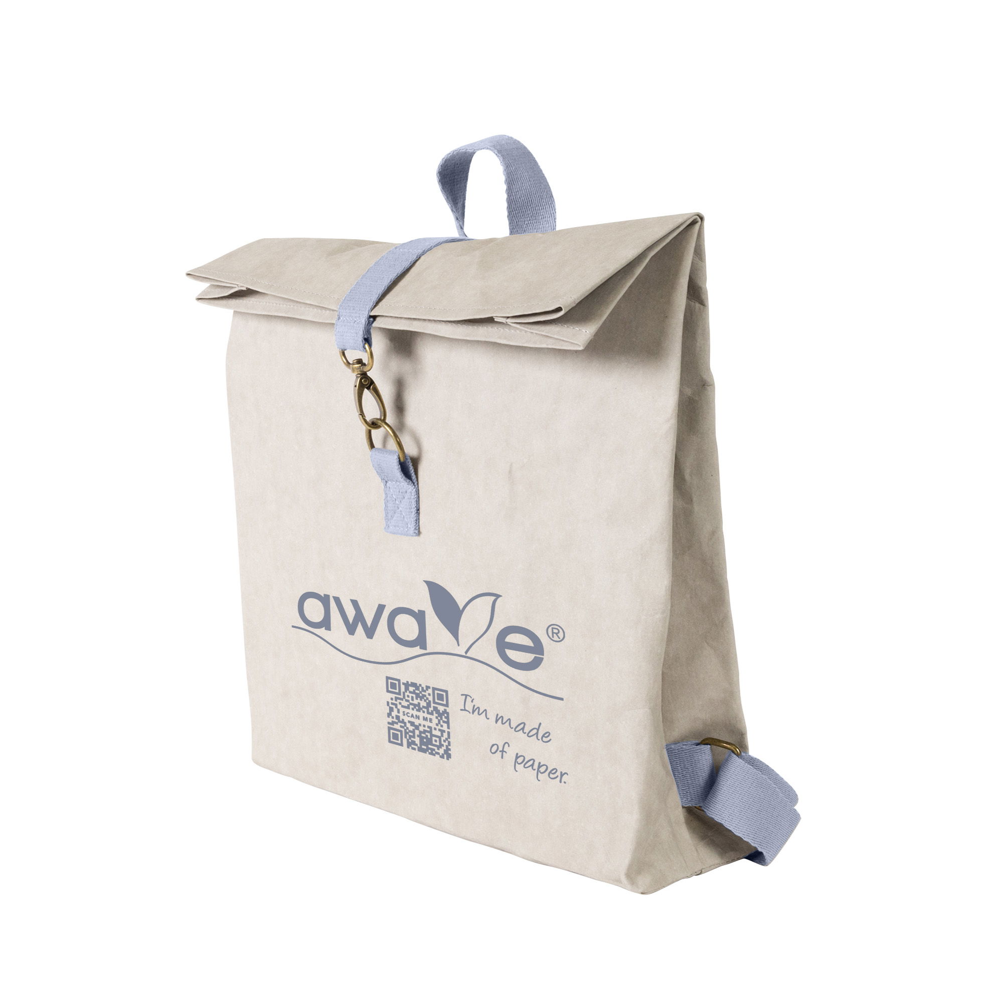 AWAVE® Mochila de Piel Vegana Sostenible 10 L, Mochila Papel Kraft, Cierre con Solapa