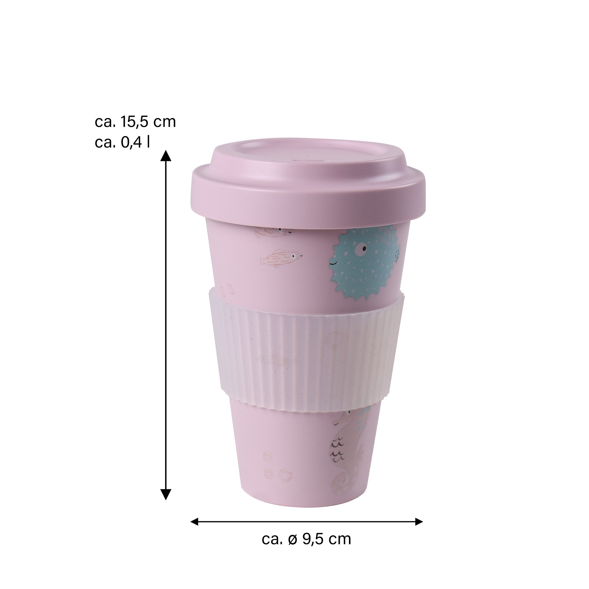 Taza de café para llevar AWAVE® de rPET, 400 ml, rosado