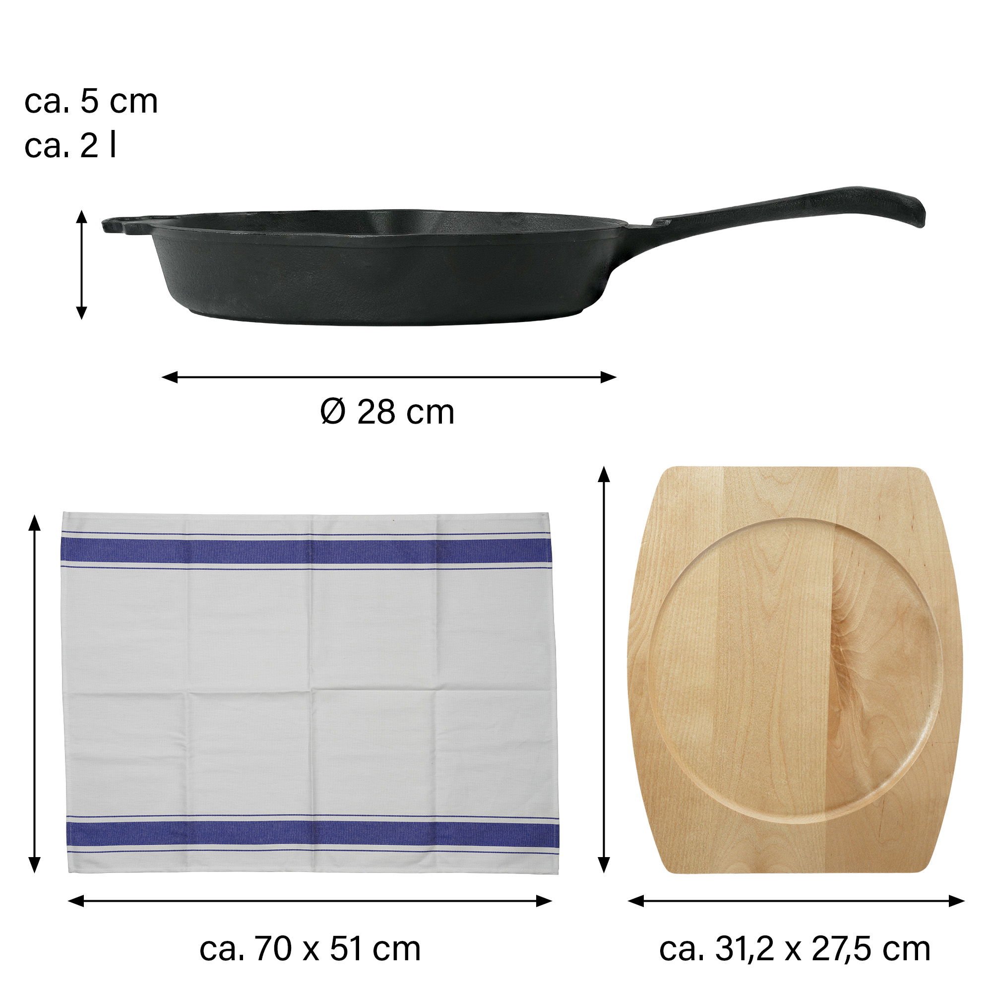 Poêle en Fonte Emaillée 28 cm | Forgée à la Main