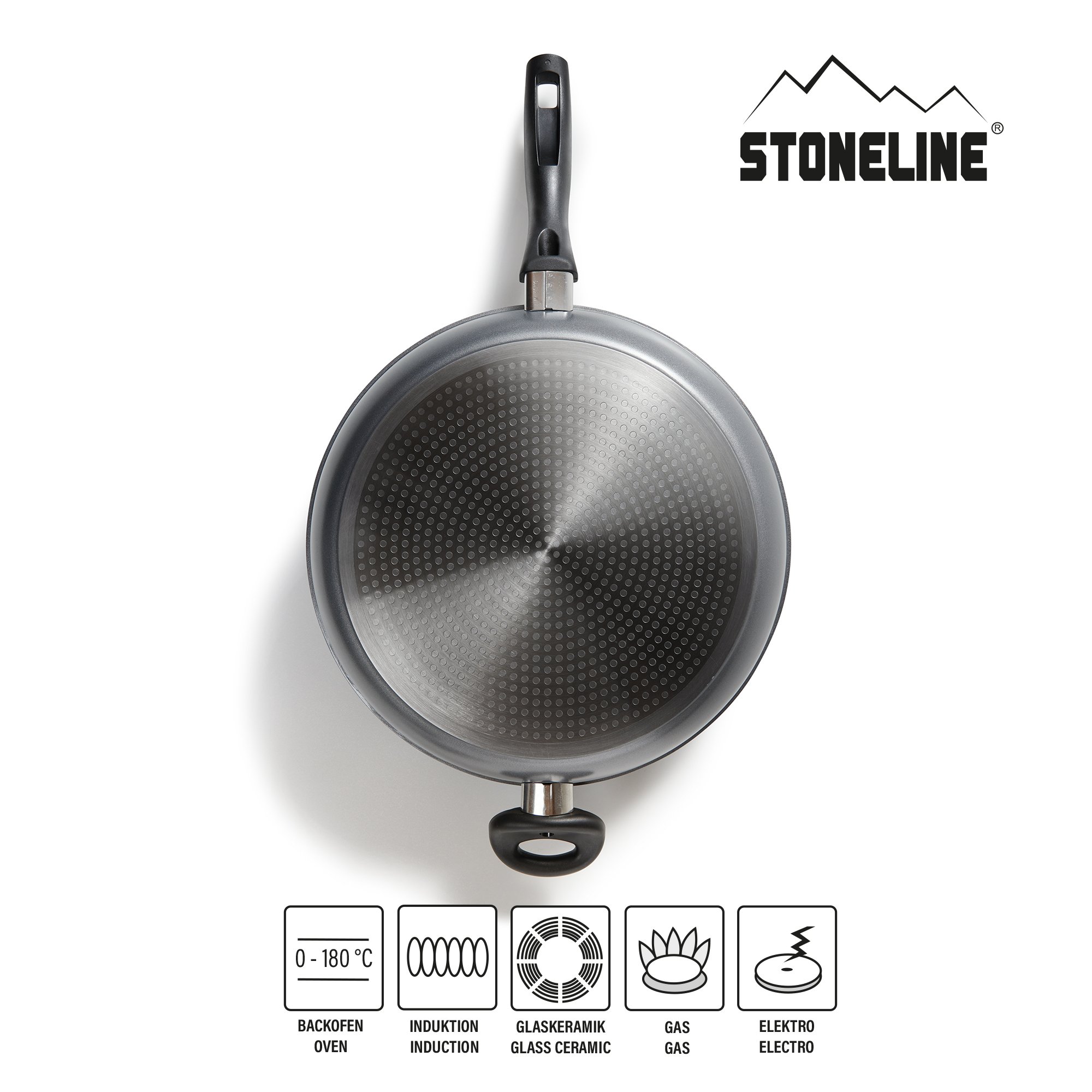 STONELINE® frying pan 32 cm, with glass lid, non-stick coated pan, suitable for induction