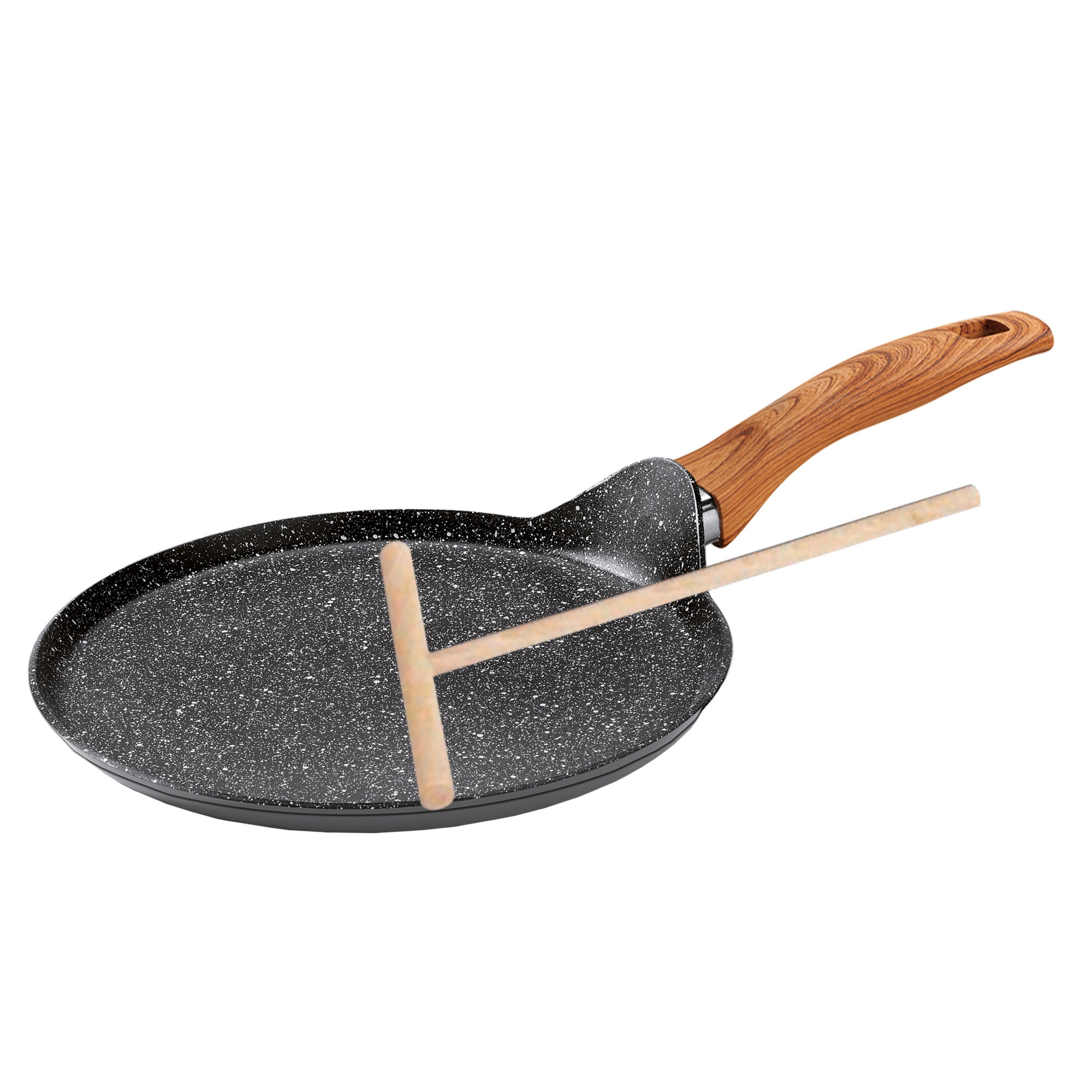 STONELINE® Crepe Pan 25 cm, with Batter Spreader, Flat Non-Stick Pan | Back to Nature