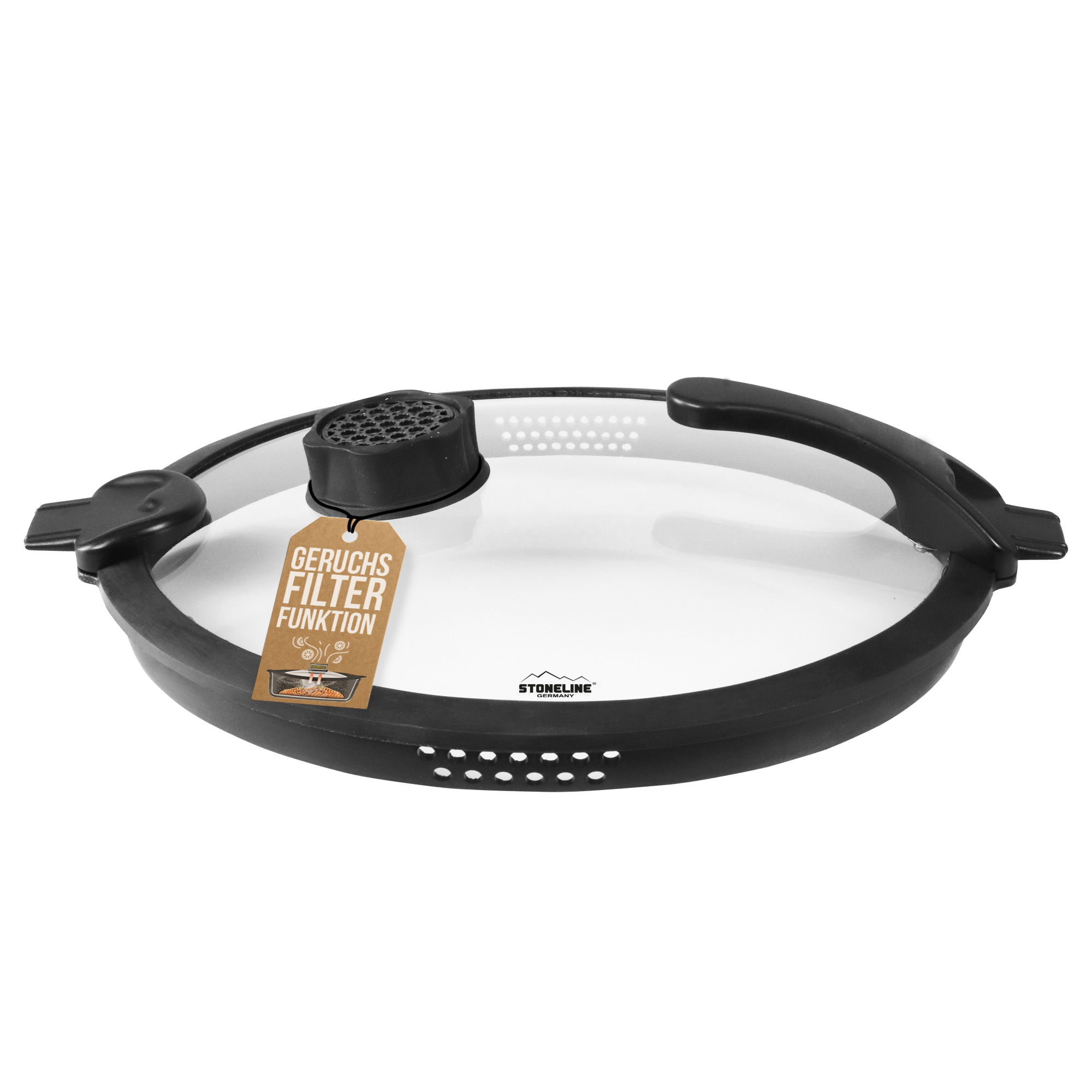 Couvercle en verre 32 cm avec fonction filtre SMELL WELL | Noir