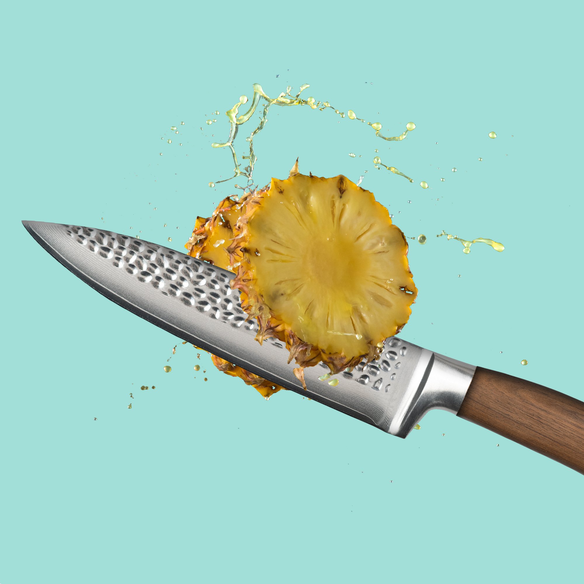 STONELINE® couteau de chef martelé 34 cm, en acier damassé