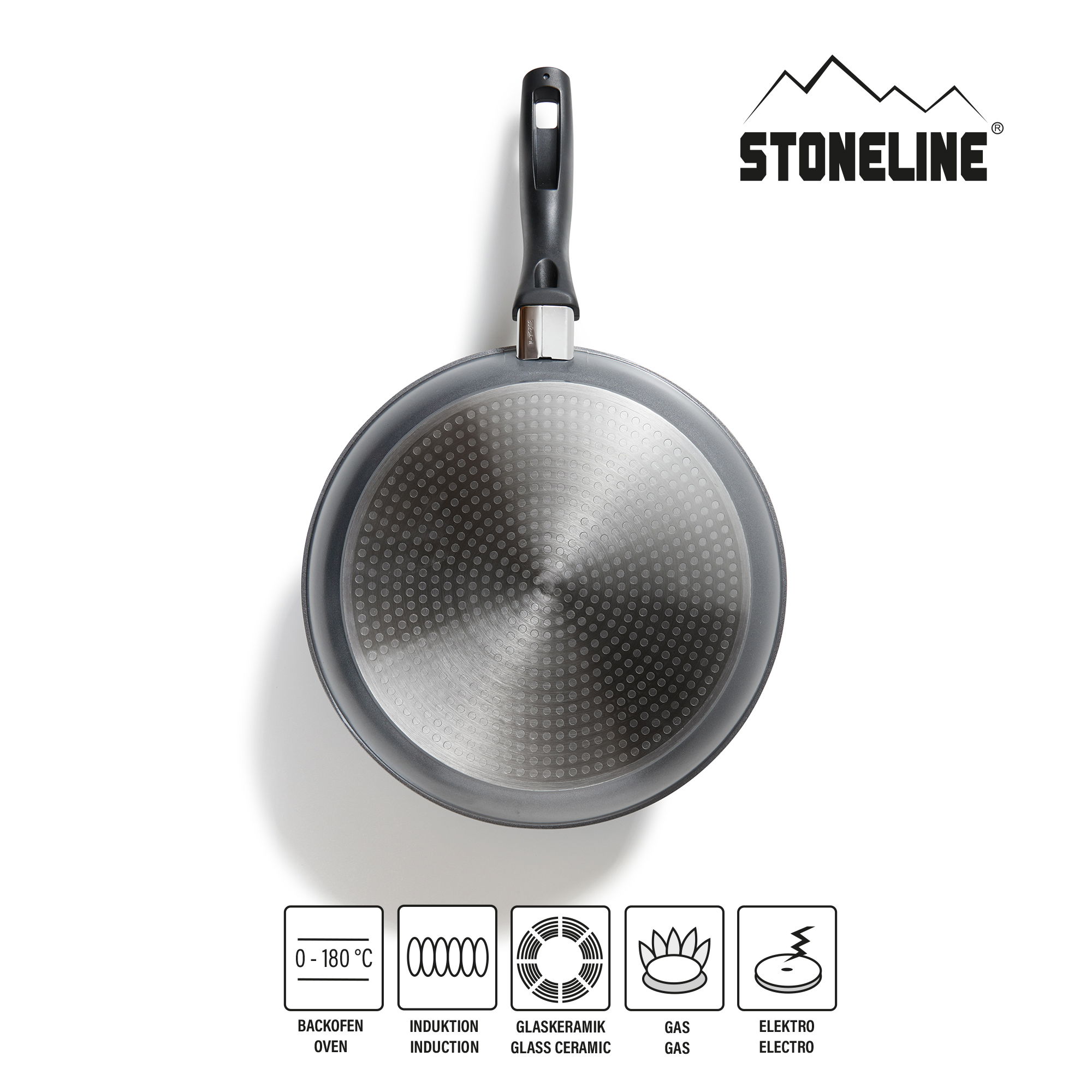 STONELINE® Bratpfanne 28 cm, Aluguss antihaftbeschichtete Pfanne, Backofen und Induktion geeignet