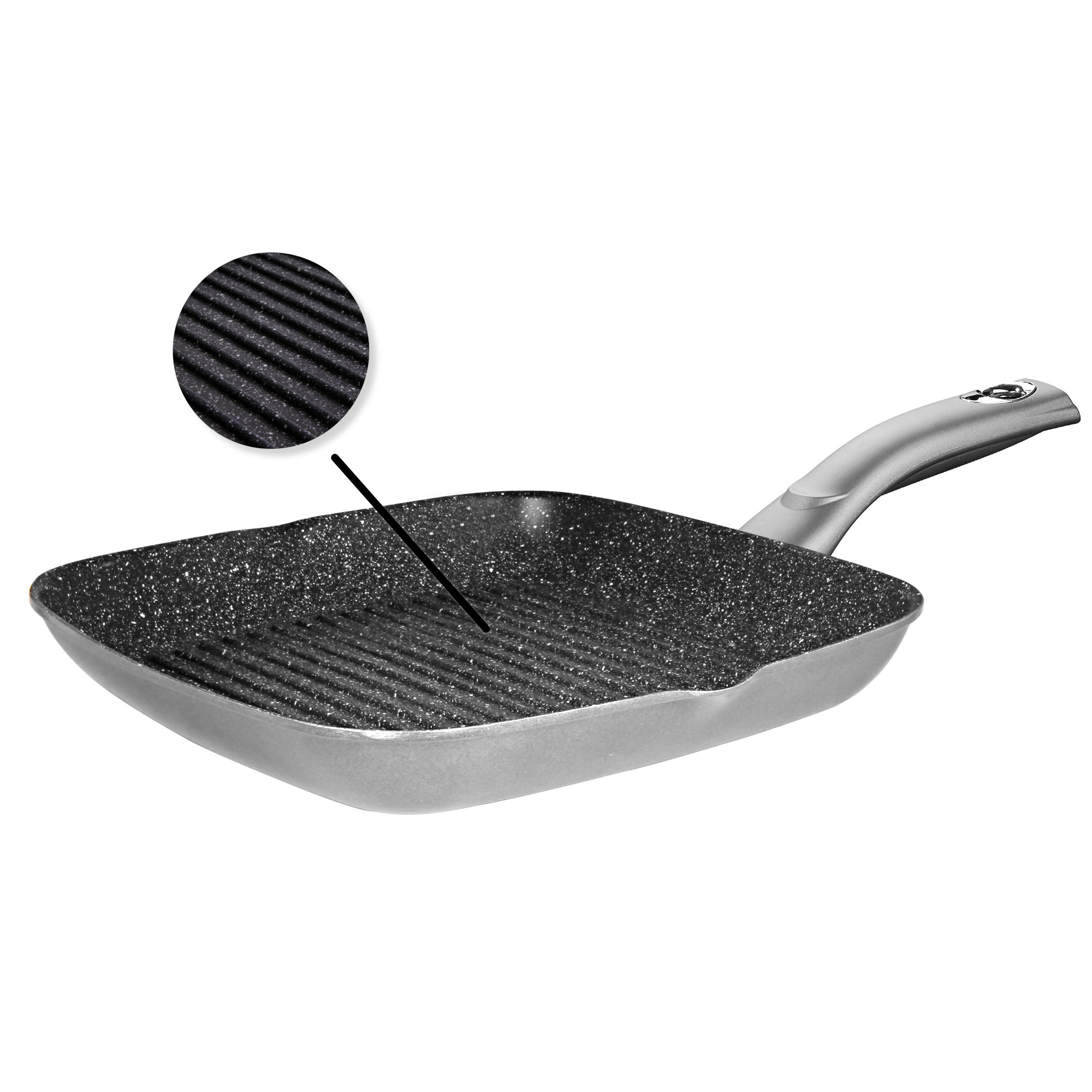 STONELINE® BBQ Griddle Pan 28 cm, 2 Spouts, Non-Stick Pan | GOURMUNDO