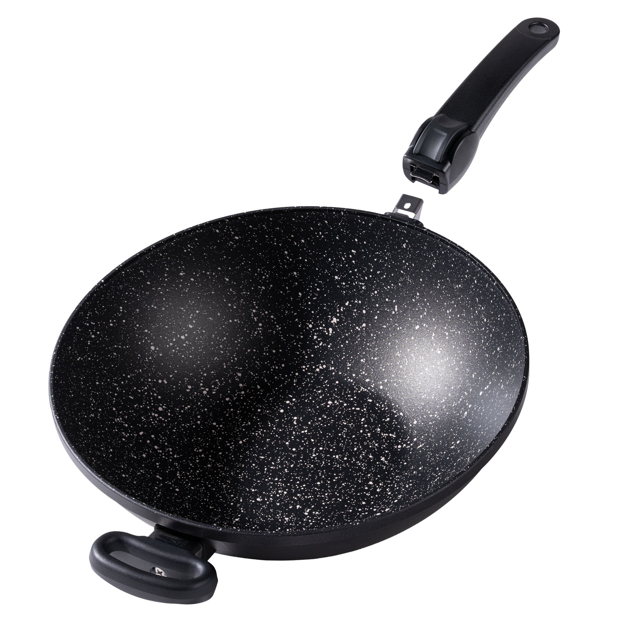 Poêle à wok 32 cm poignée amovible | sans couvercle - Noir