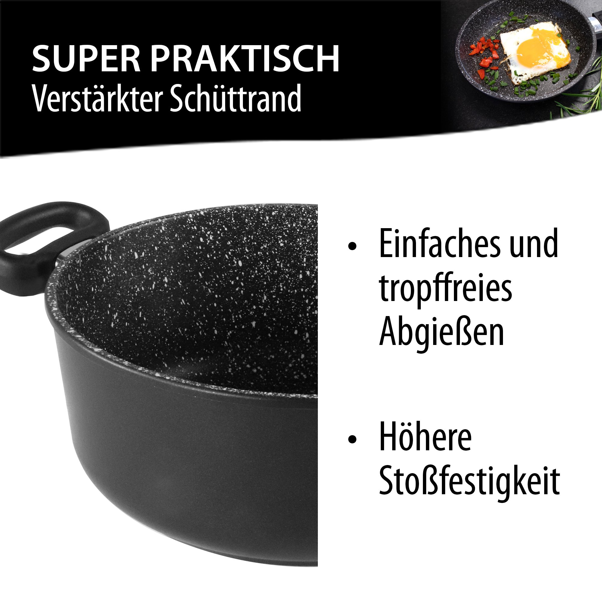 STONELINE® Cooking Pot 24 cm, with Lid, Cast Non-Stick Pot | Made in Germany