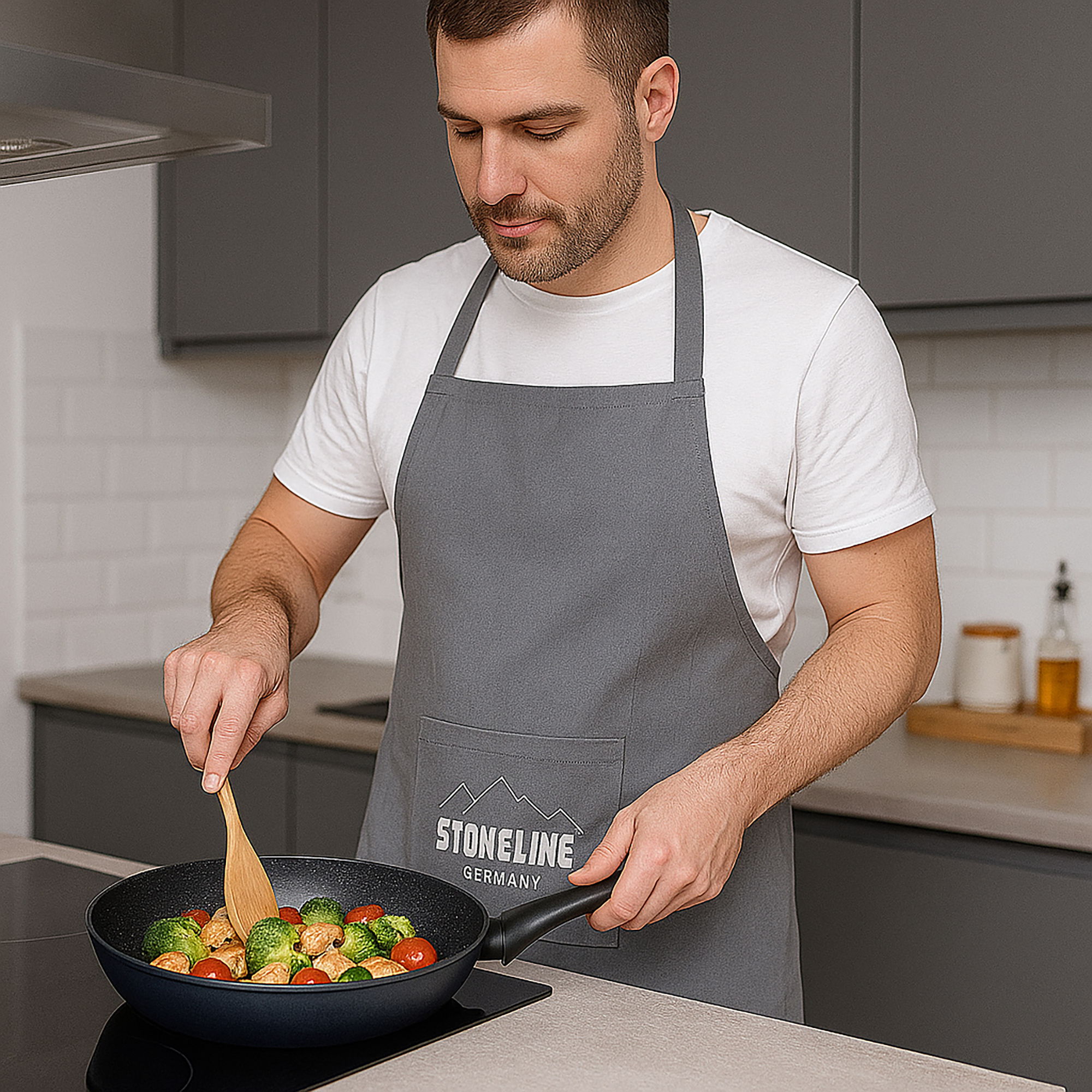 Set Tablier de cuisine et pâtisserie 3 pièces | Gris