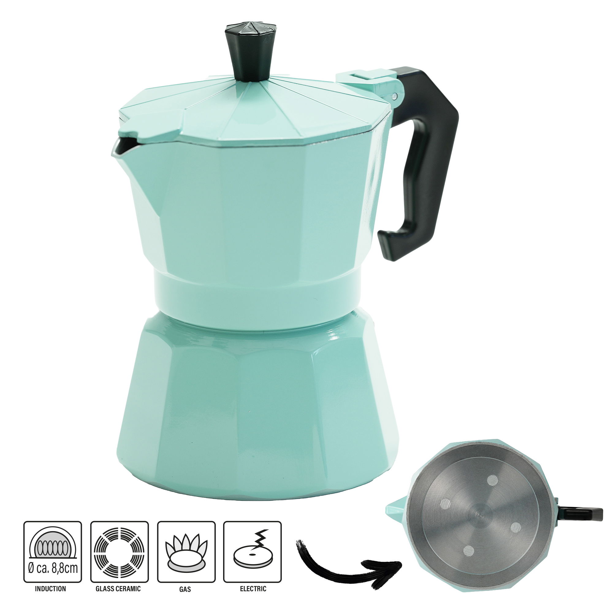 Stovetop Espresso Maker 240 ml Set of 4 | Mint