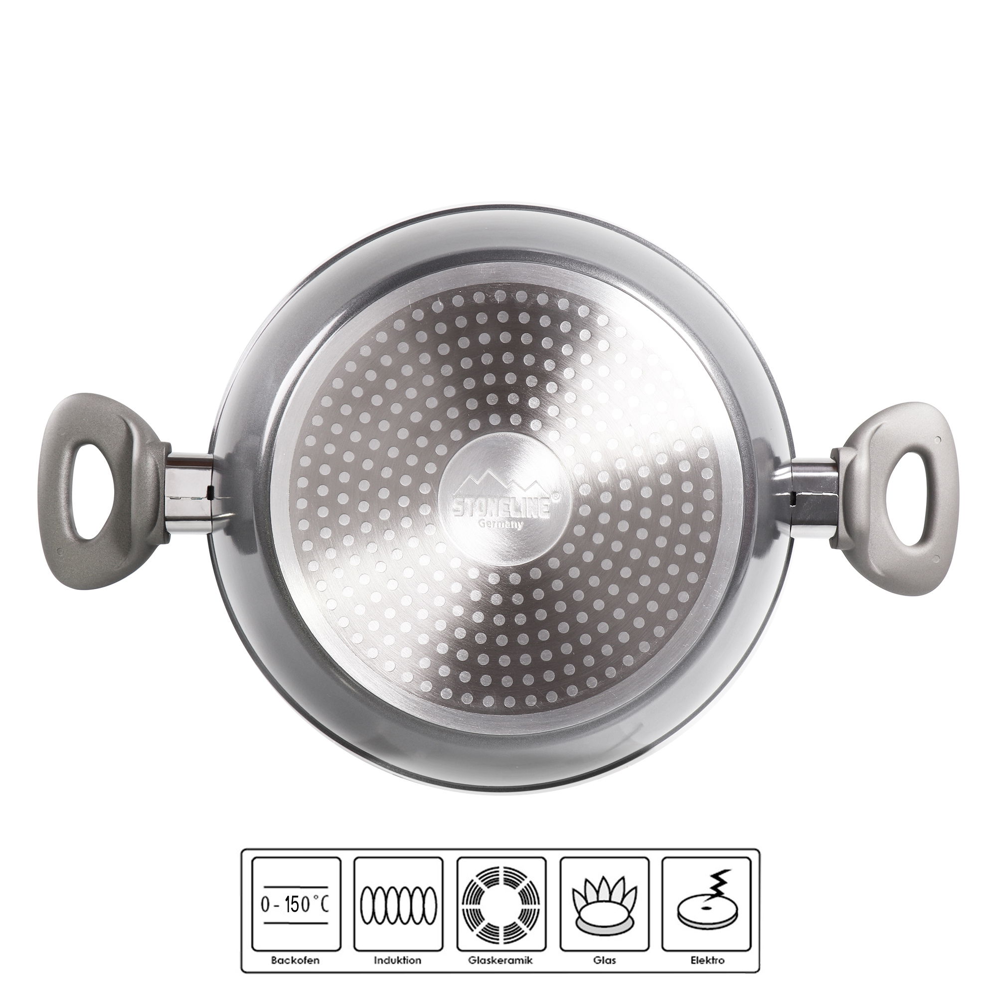 Casserole STONELINE® 16 cm, avec couvercle en verre, adaptable à  l'induction, fonte d'aluminium, revêtement antiadhésif avec de vraies  particules de pierre, gris