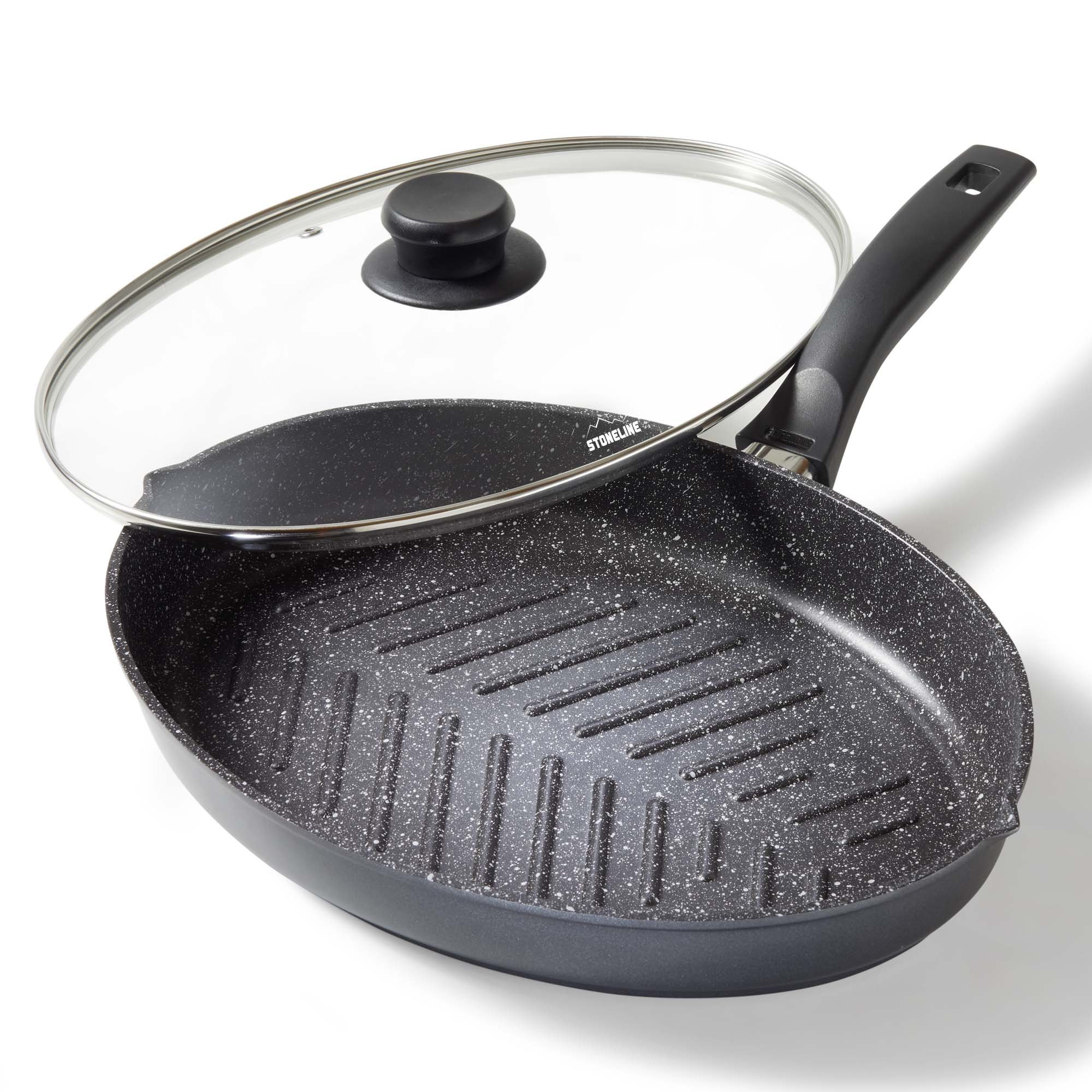 STONELINE® Oval Fish Pan, Cutlet Pan 35x24 cm, Grill Pan with Lid, Non-Stick Pan