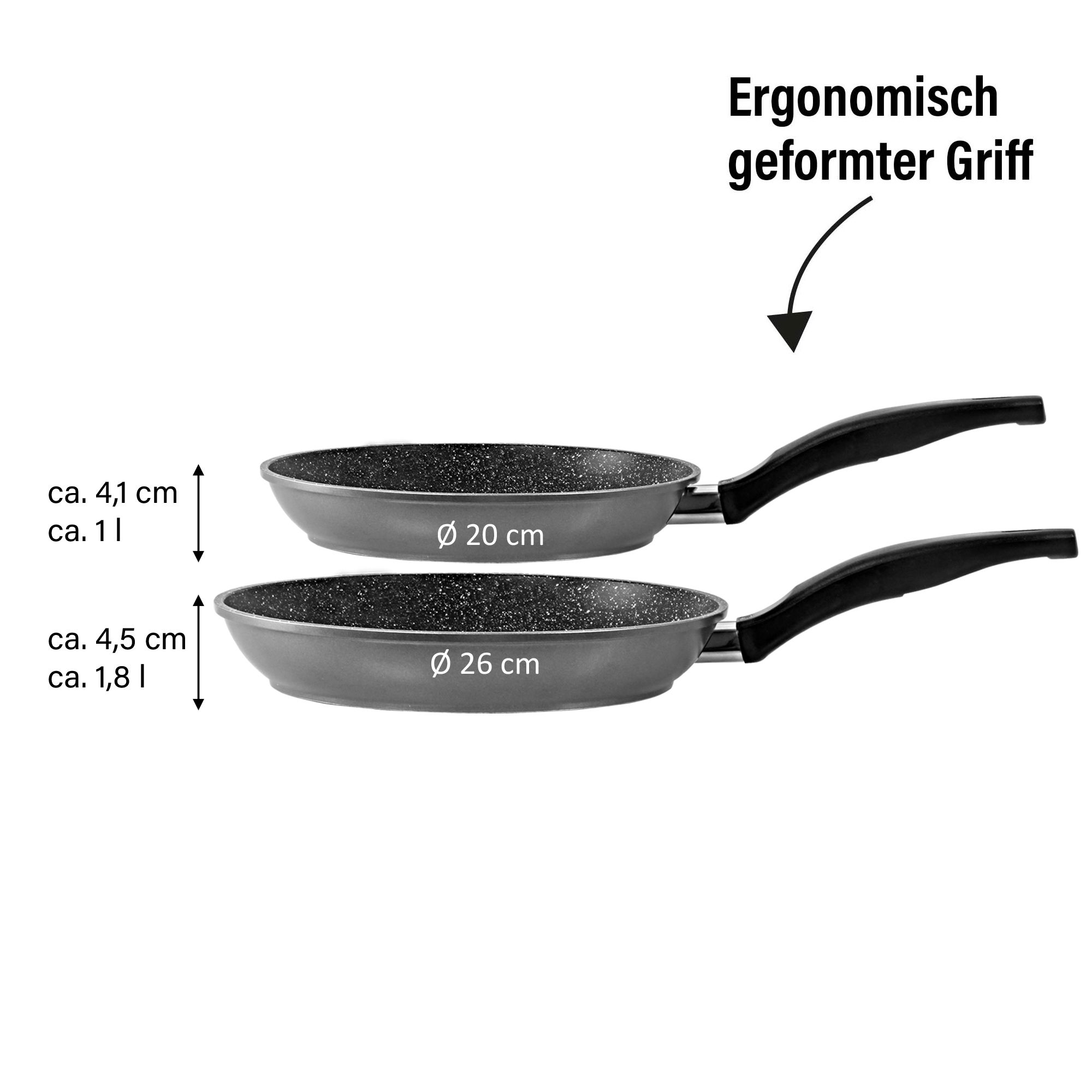 Juego de Sartenes 2 Piezas 20/26 | sin Tapa - Negro