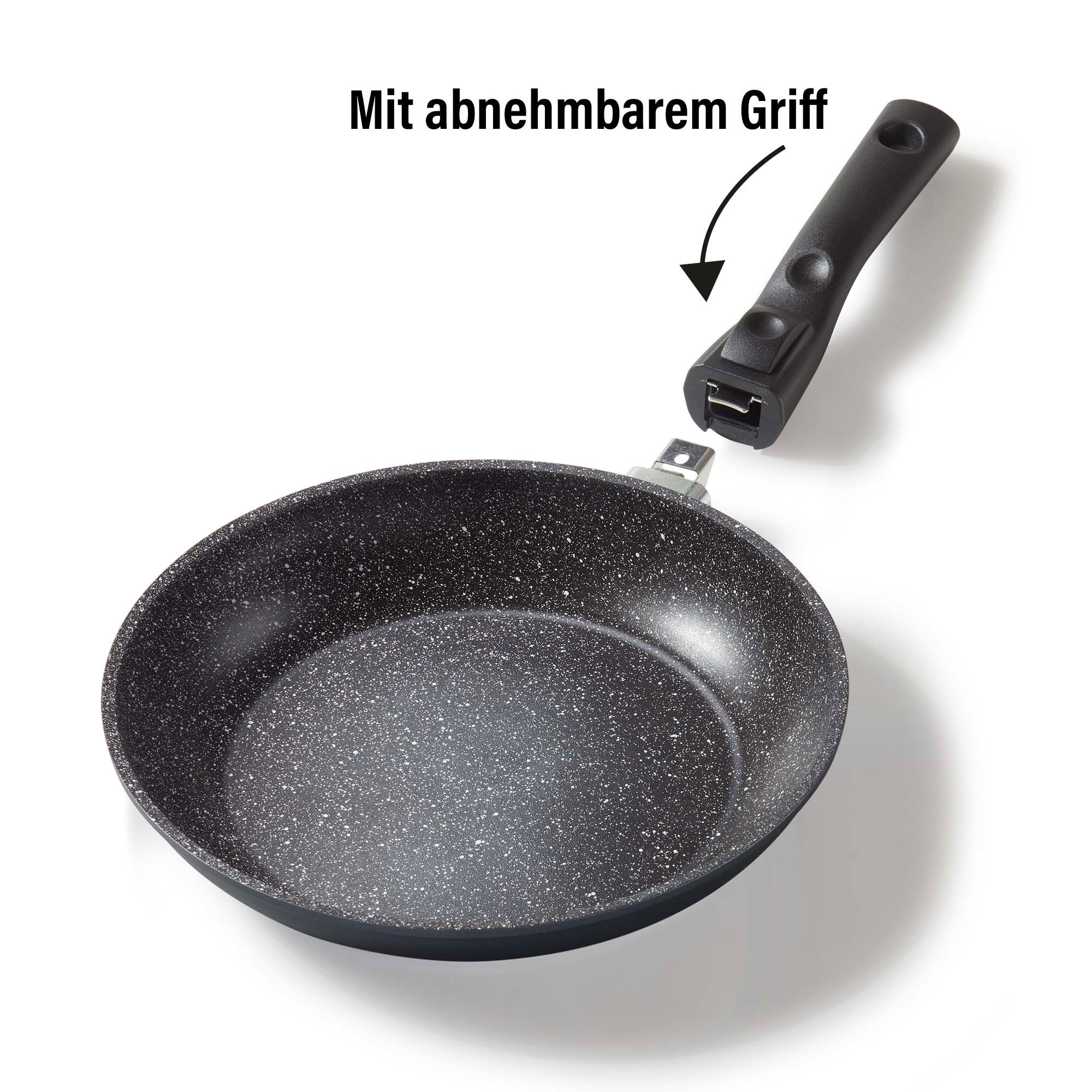 STONELINE® Bratpfanne 24 cm, Made in Germany mit abnehmbarem Griff, Induktion und antihaftbeschichtet