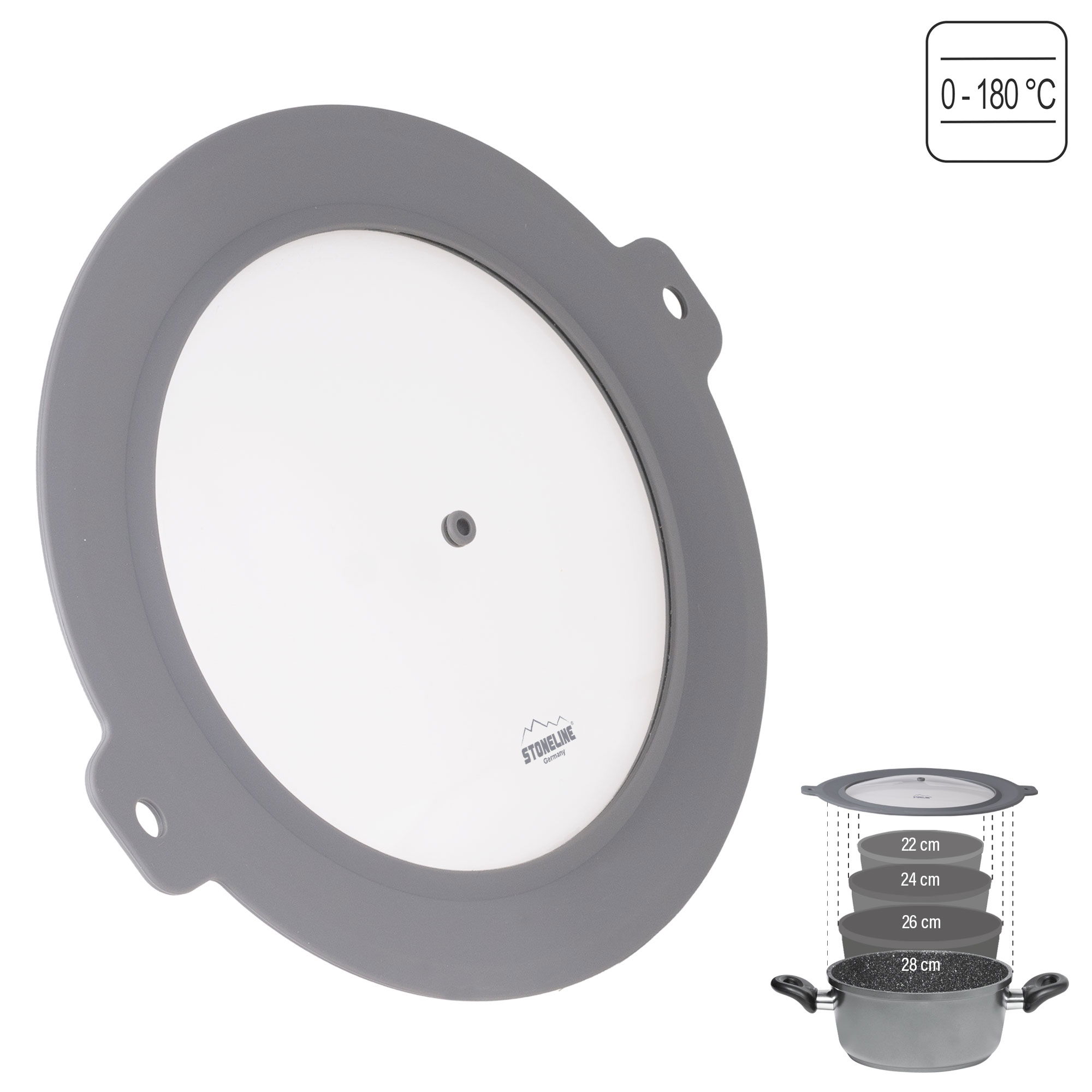 Tegame con Maniglie Padella Alta 28 cm | con Coperchio - Effetto Legno