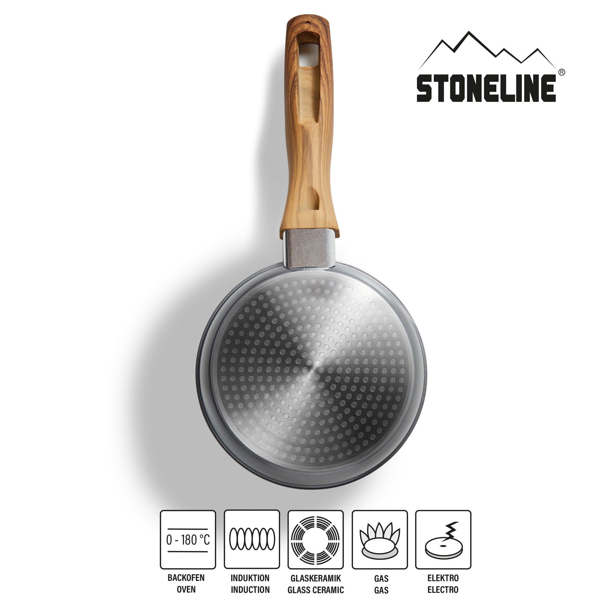 STONELINE® Sartén 16 cm, Sartén Antiadherente, Efecto Madera | Back to Nature