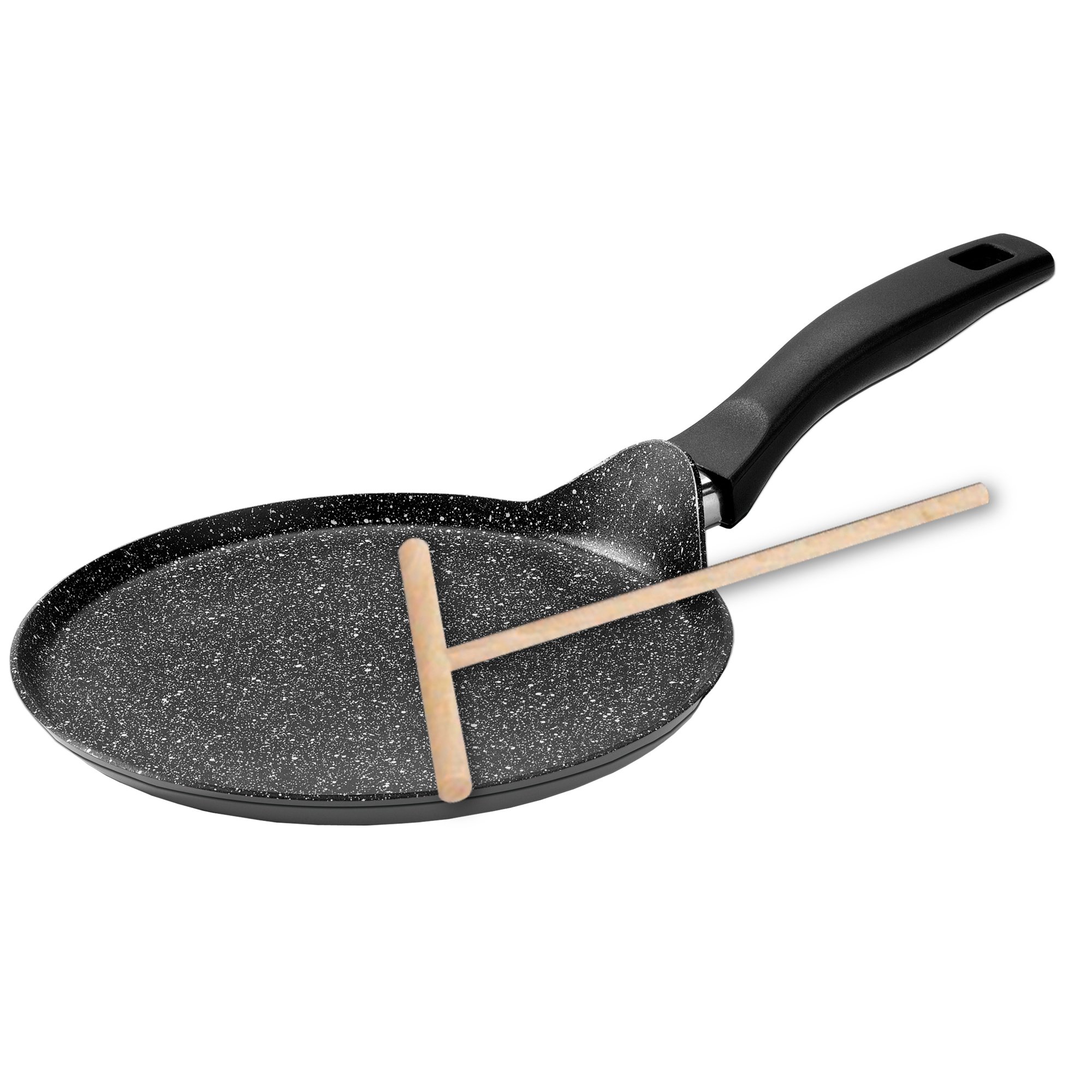 STONELINE® Crepe Pan 25 cm, with Batter Spreader, Flat Non-Stick Pan | CLASSIC