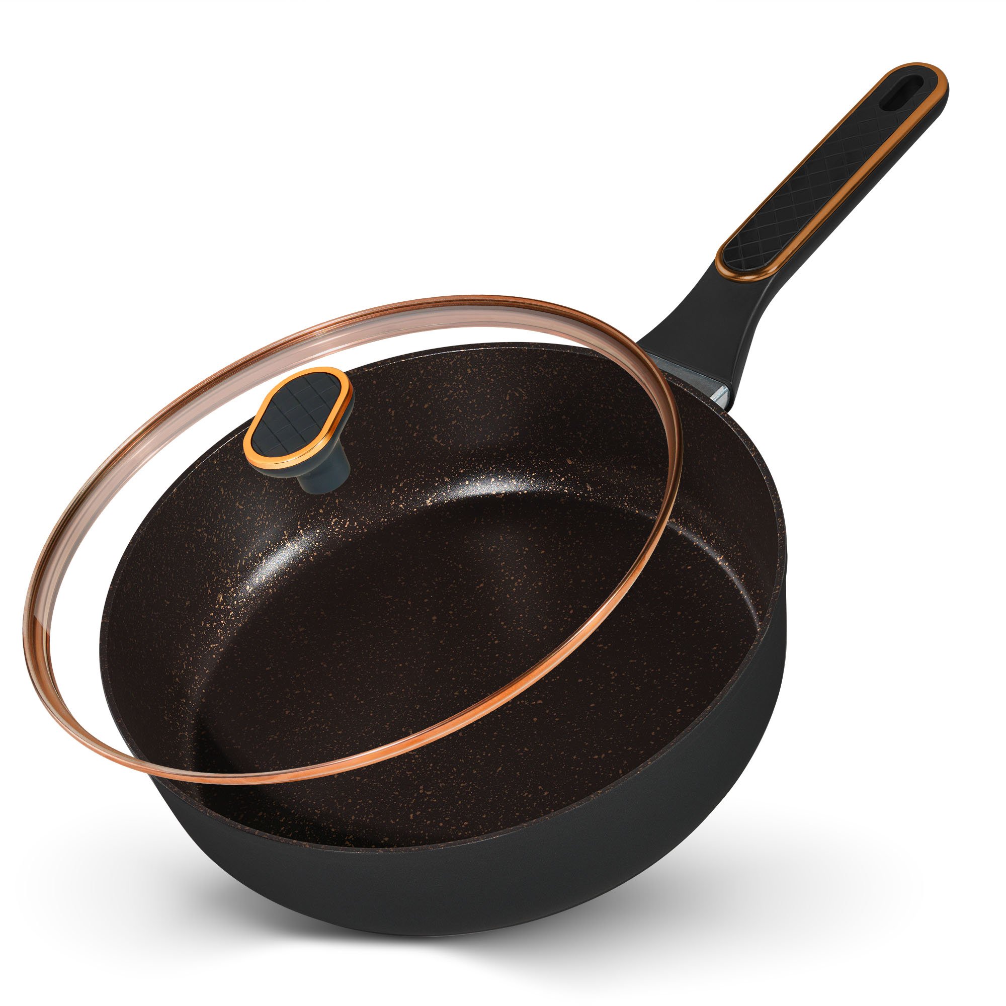 STONELINE® Roségold Braising Pan 28 cm con coperchio, antiaderente e a induzione, adatto al forno