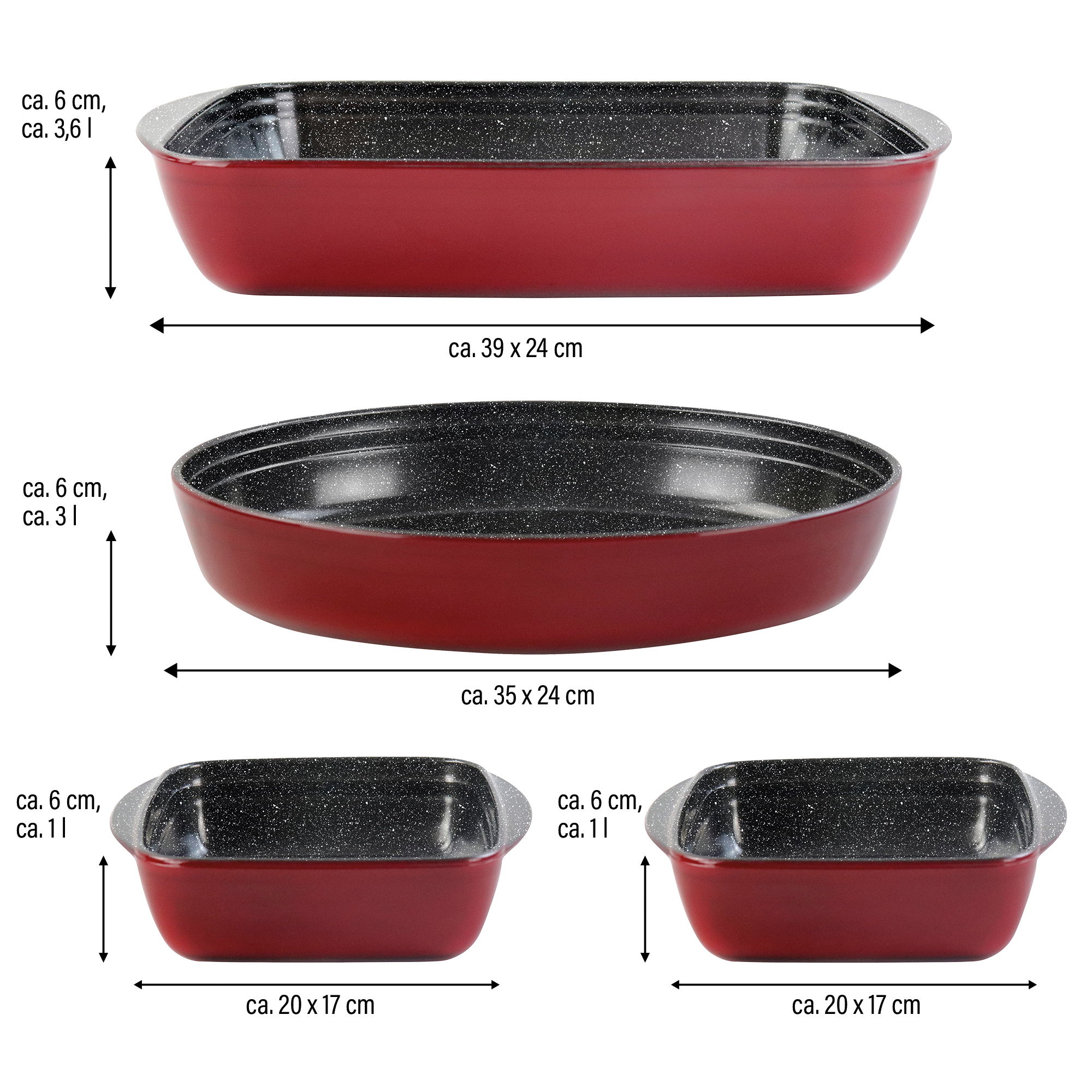 STONELINE® 4 pc Rectangular Baking Dish Set | Non-Stick Borosilicate Glass Oven Dish