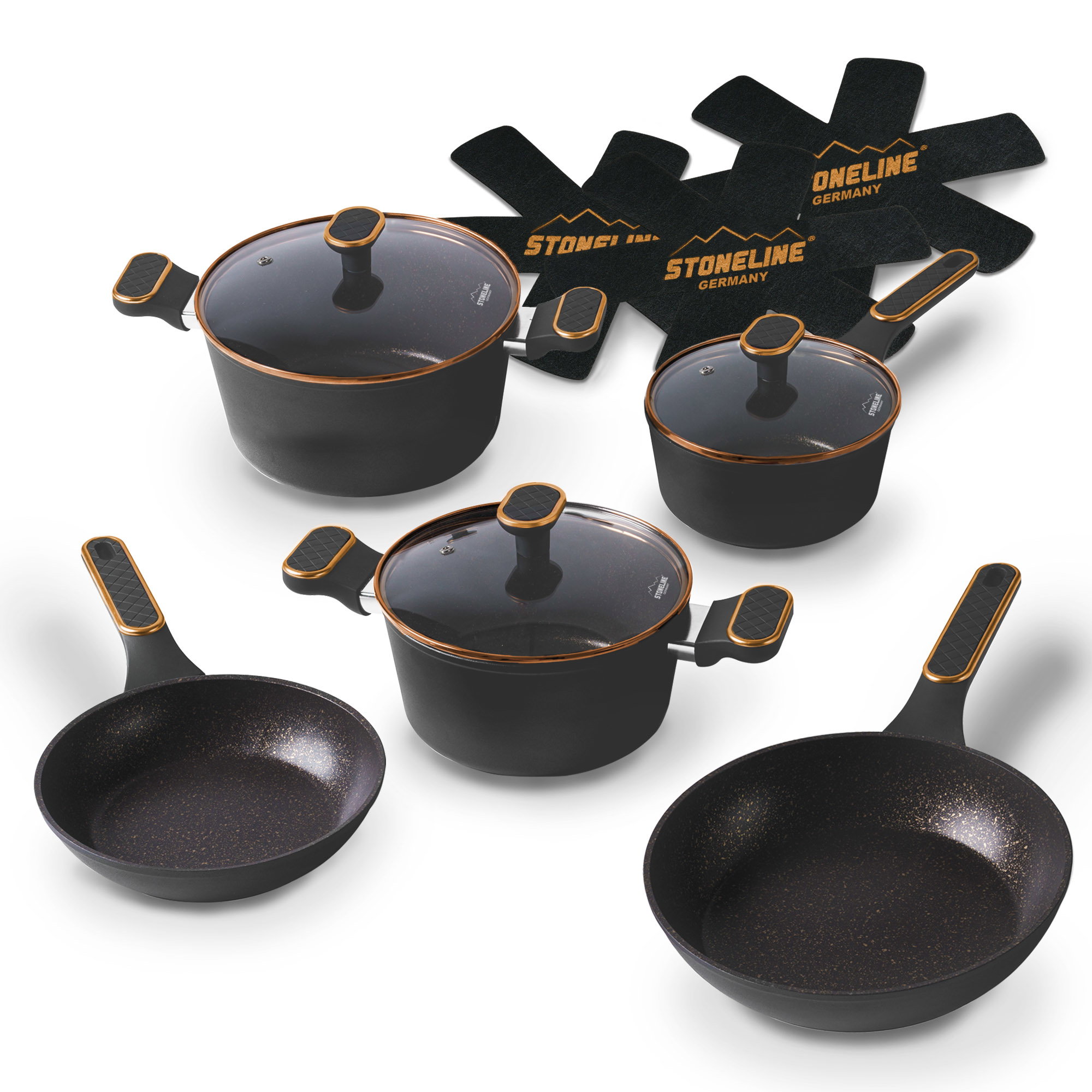 Batteria Di Pentole E Padelle + Set Coltelli 19 Pezzi In Acciaio Inox 18/10 Bavaria, Completo Cucina