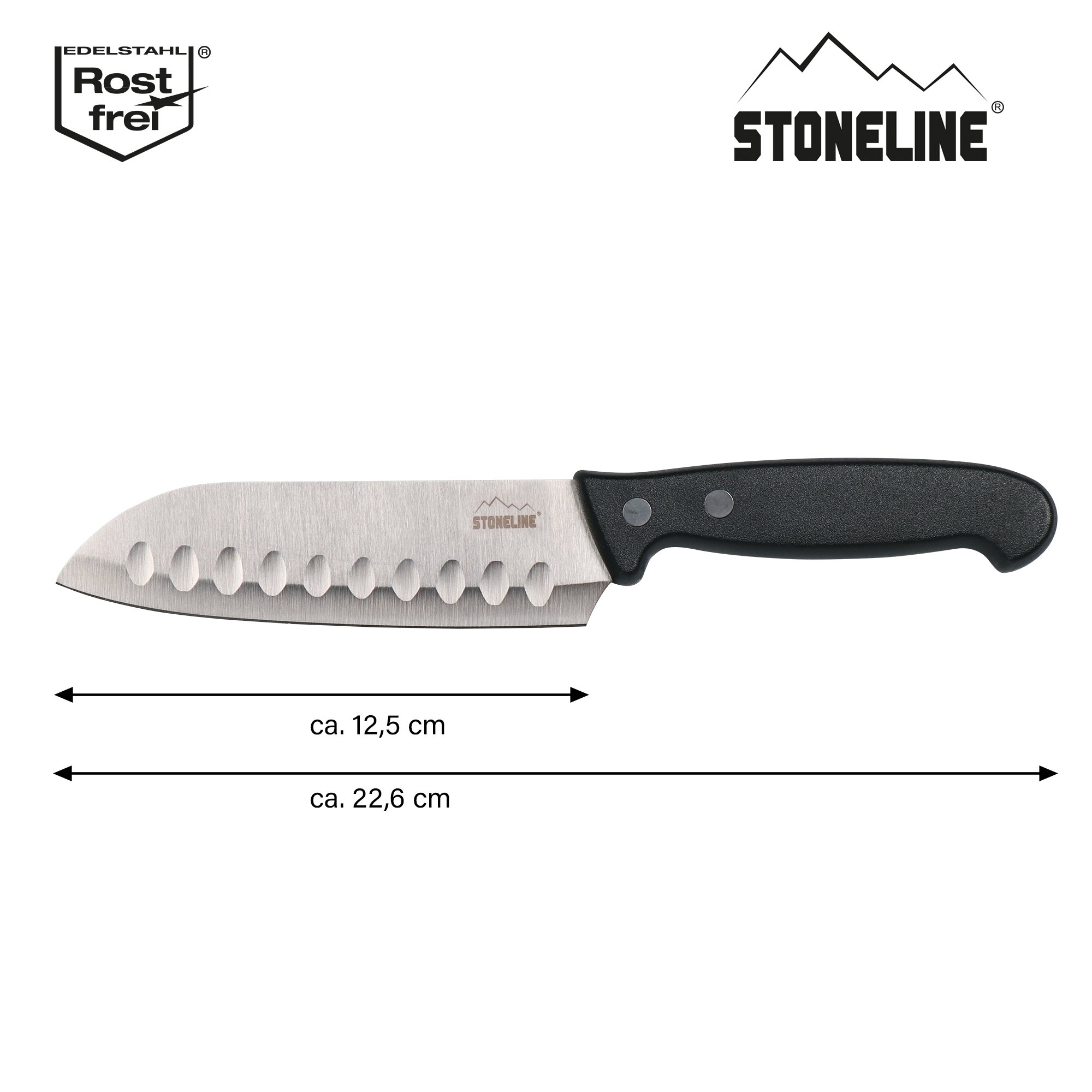 STONELINE® Couteau Santoku 22,6 cm en acier inoxydable avec protège-lame