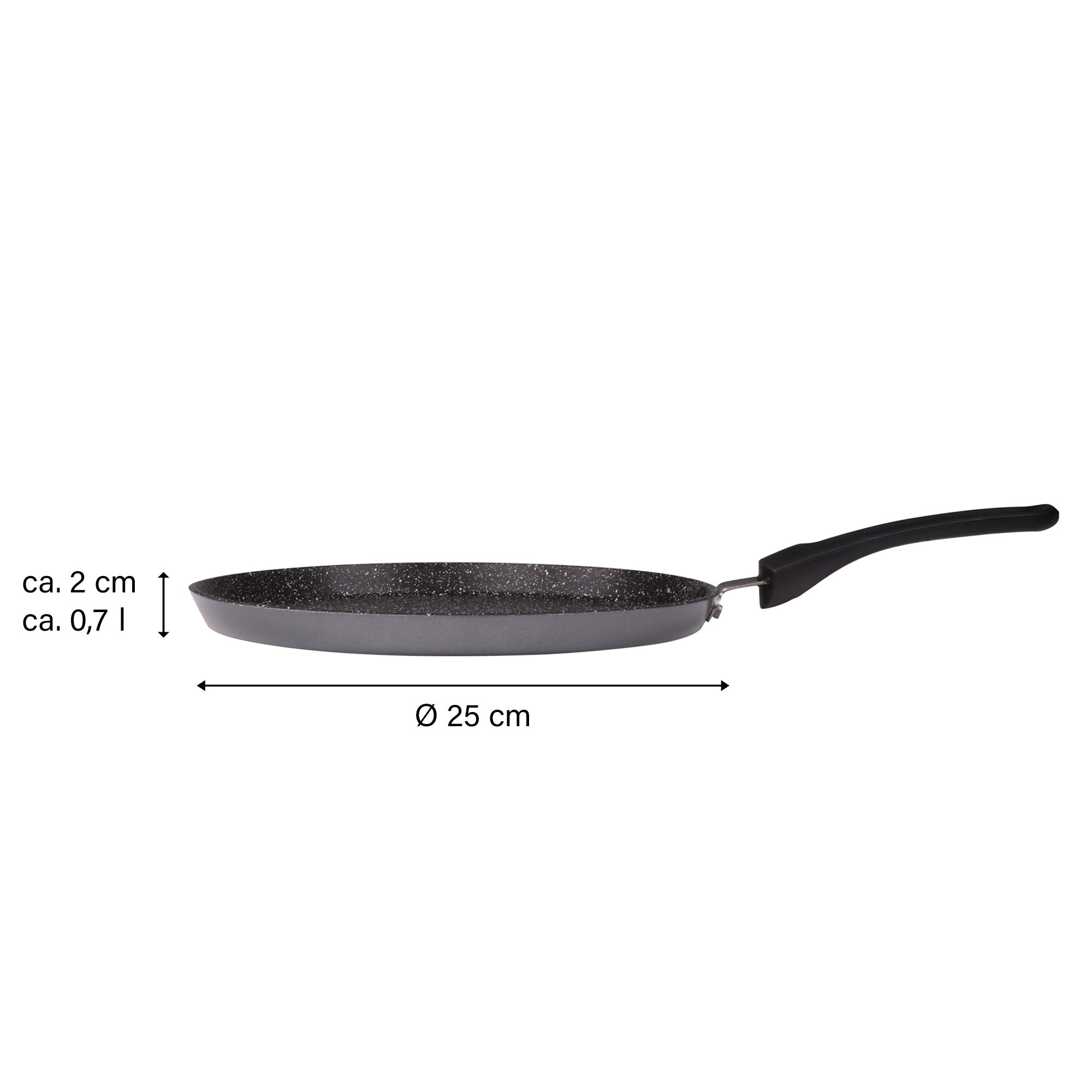 STONELINE® Crepe Pan 25 cm, with Batter Spreader, Flat Non-Stick Pan