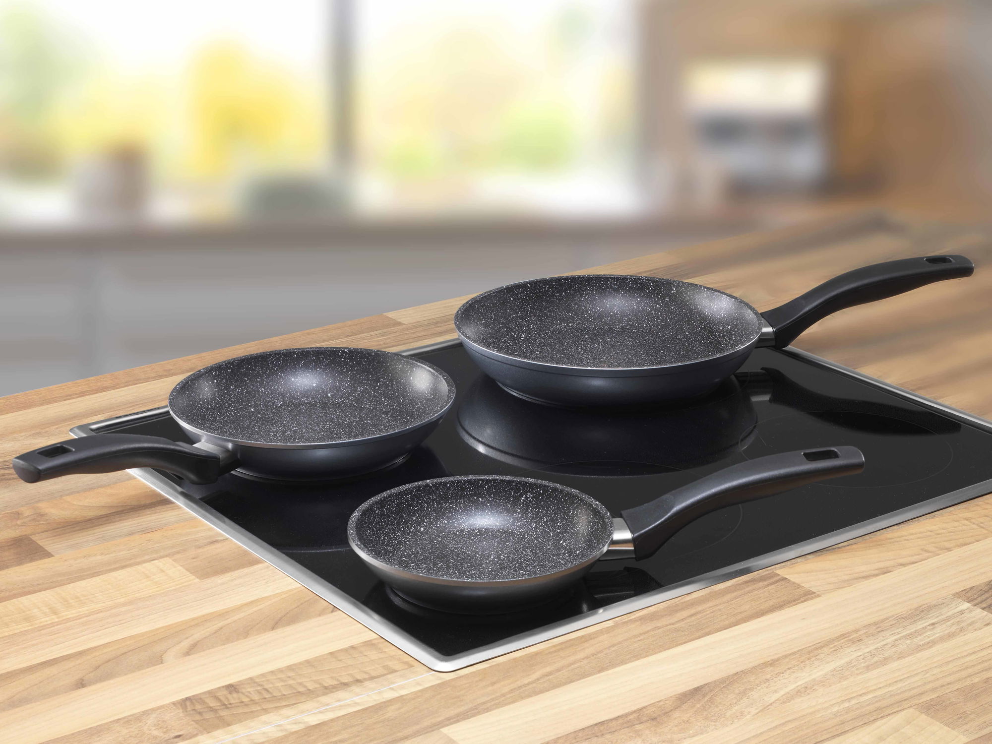 Set de poêles à frire 3 pièces 16/20/24 | sans couvercle - Noir