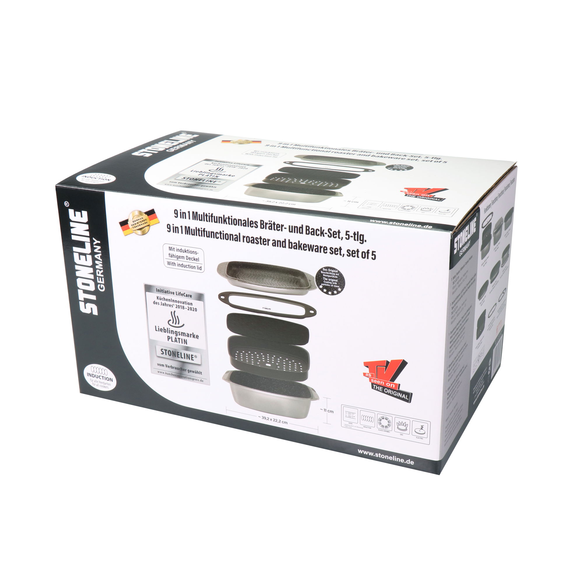 Bräter und Back Set 5-teilig 39x22 cm | mit Deckeln