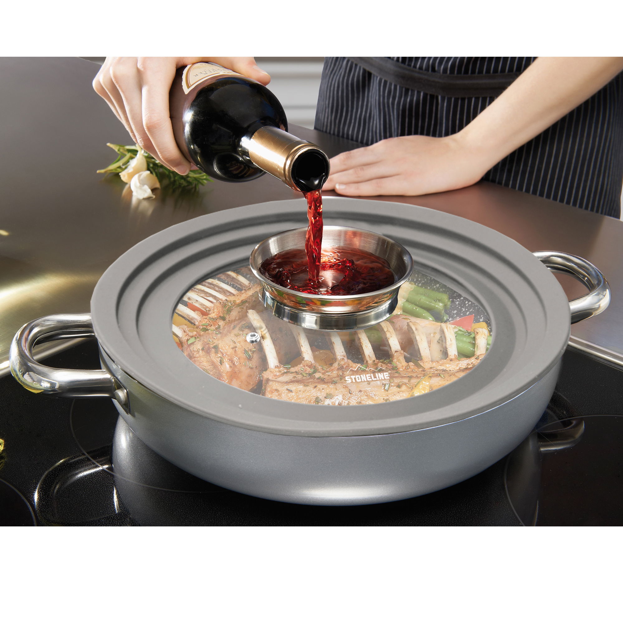 STONELINE® Juego de 2 Tapas Aroma Universales para Ollas 16/18/20 y 24/26/28 cm