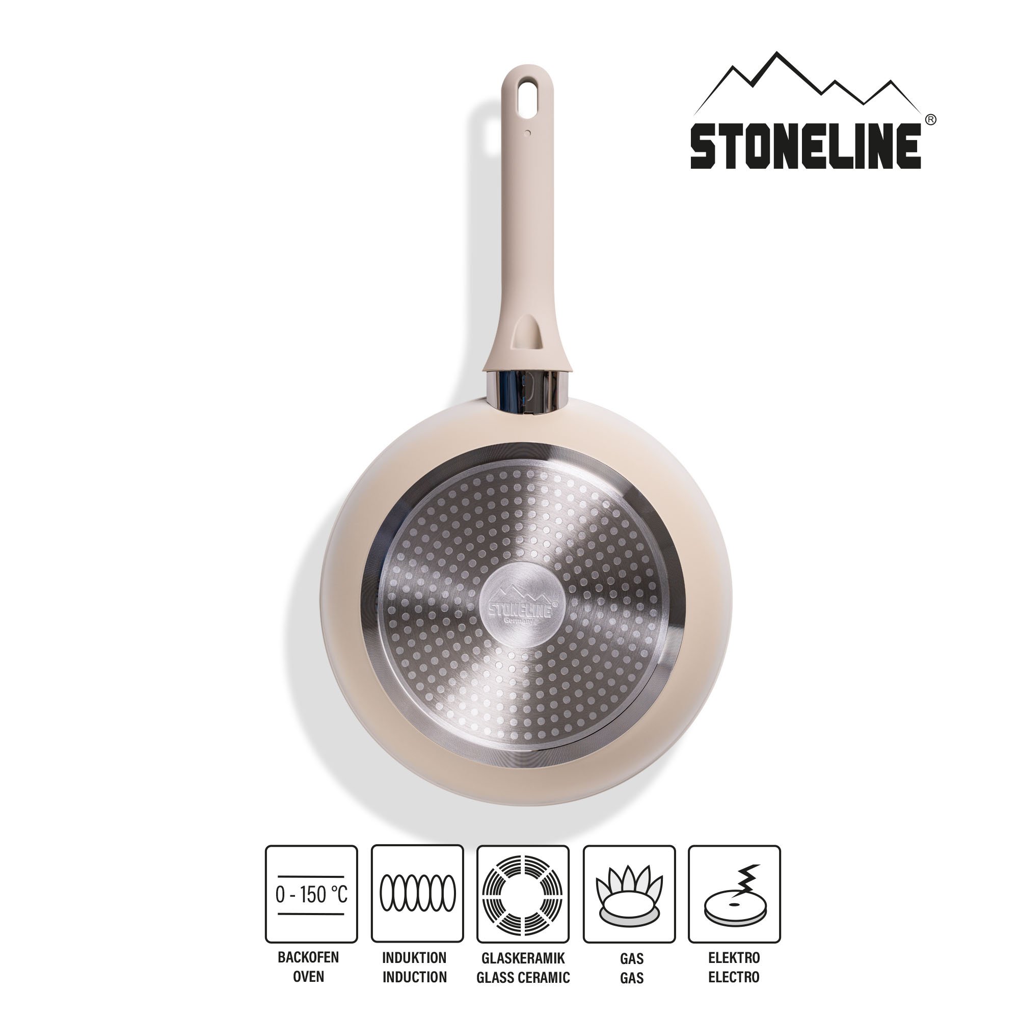STONELINE® Creme Kochgeschirr-Set 11-teilig mit Deckeln, beschichtete Töpfe & Pfannen