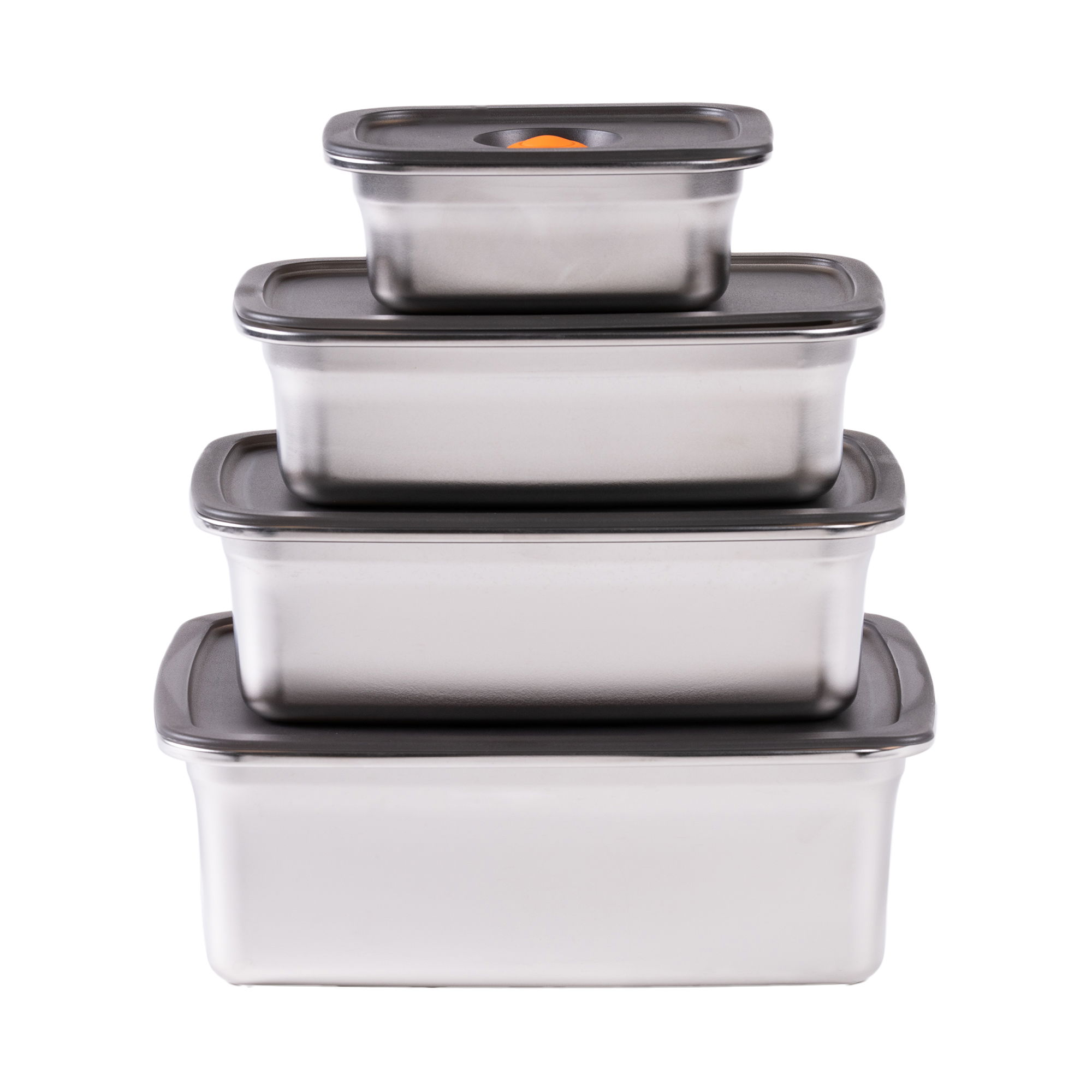 Boîte sous vide 300/700/1.200/2.300 ml Lot de 8 | Acier inoxydable